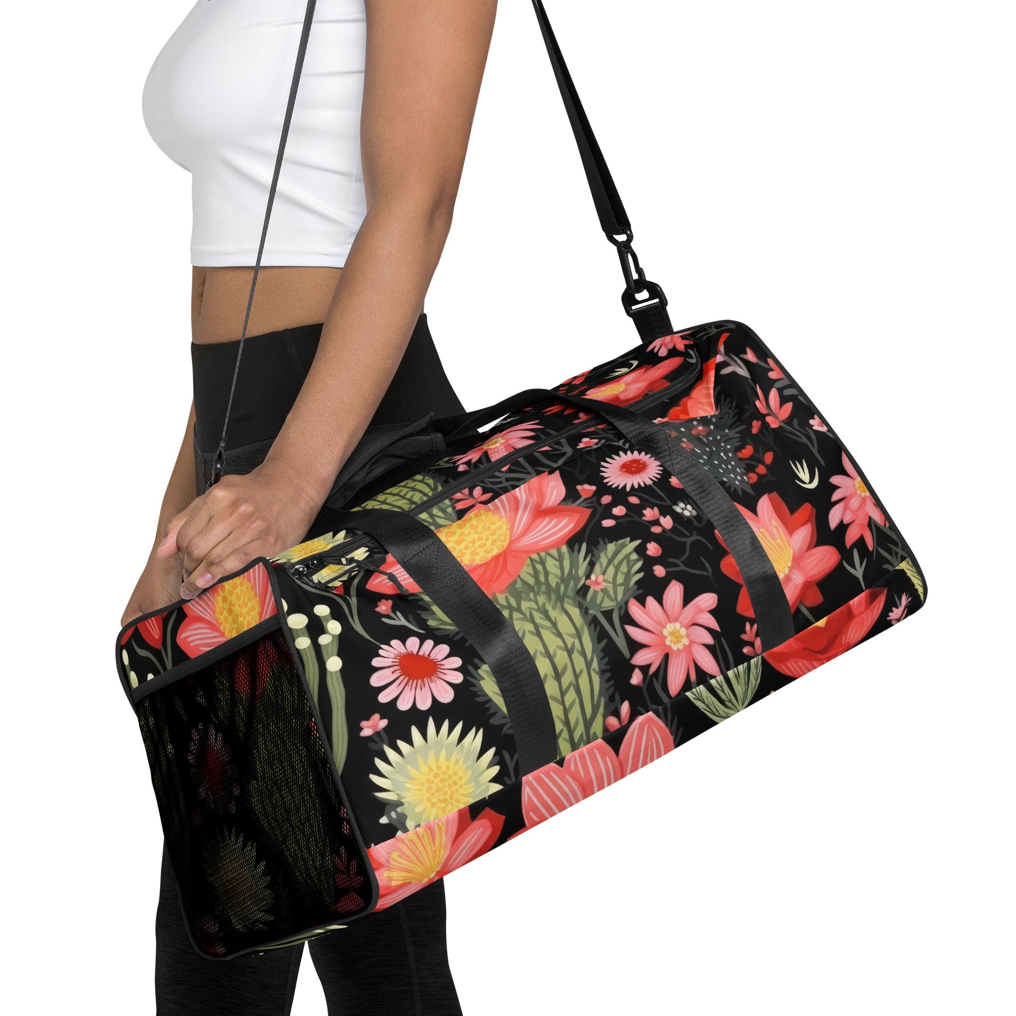 Floral Duffle Bag, Flower Lover Gym Bag, Botanical Travel Bag, Flower Enthusiast Bag, Blossom Duffle, Lovely Bloom Carryall, Spring Inspired Luggage