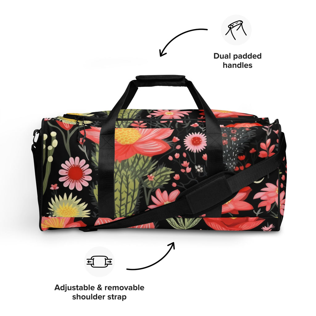 Floral Duffle Bag, Flower Lover Gym Bag, Botanical Travel Bag, Flower Enthusiast Bag, Blossom Duffle, Lovely Bloom Carryall, Spring Inspired Luggage