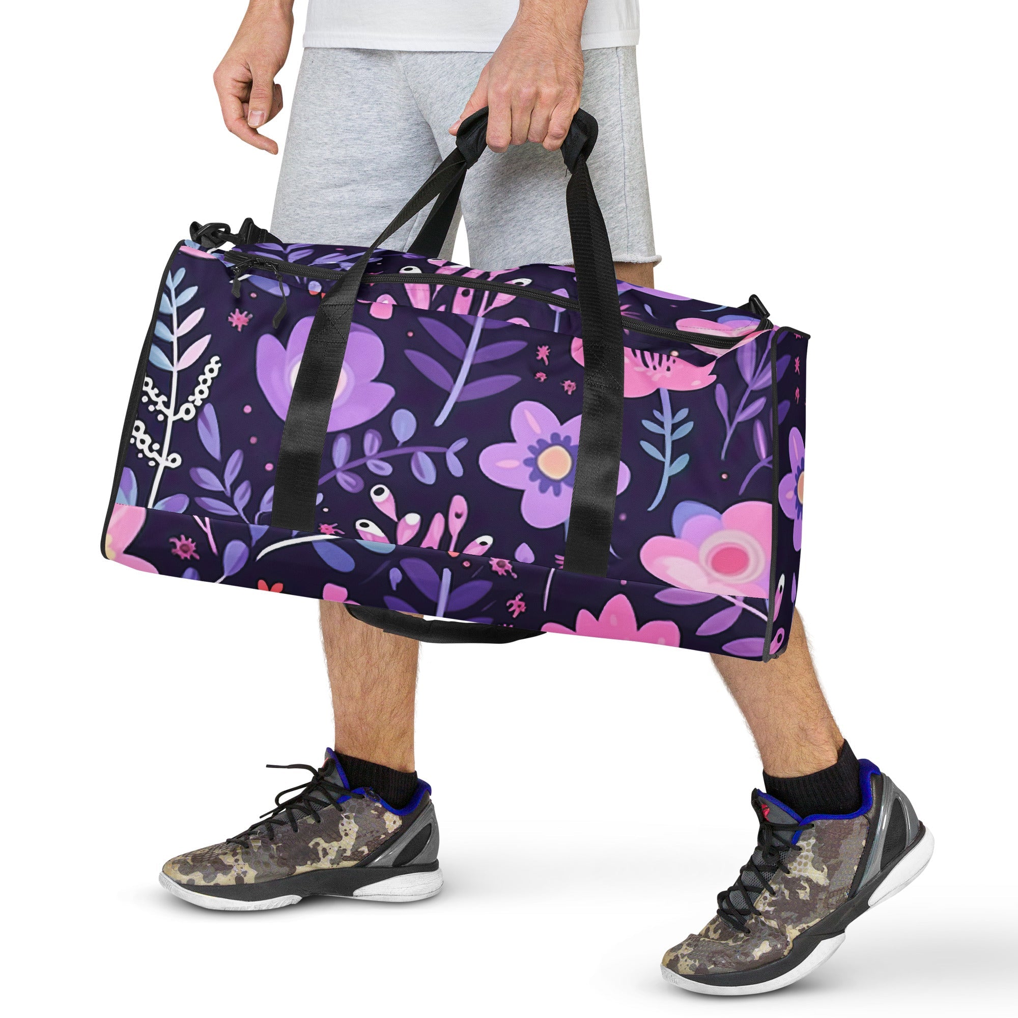 Floral Duffle Bag, Flower Lover Gym Bag, Botanical Travel Bag, Flower Enthusiast Bag, Blossom Duffle, Lovely Bloom Carryall, Spring Inspired Luggage