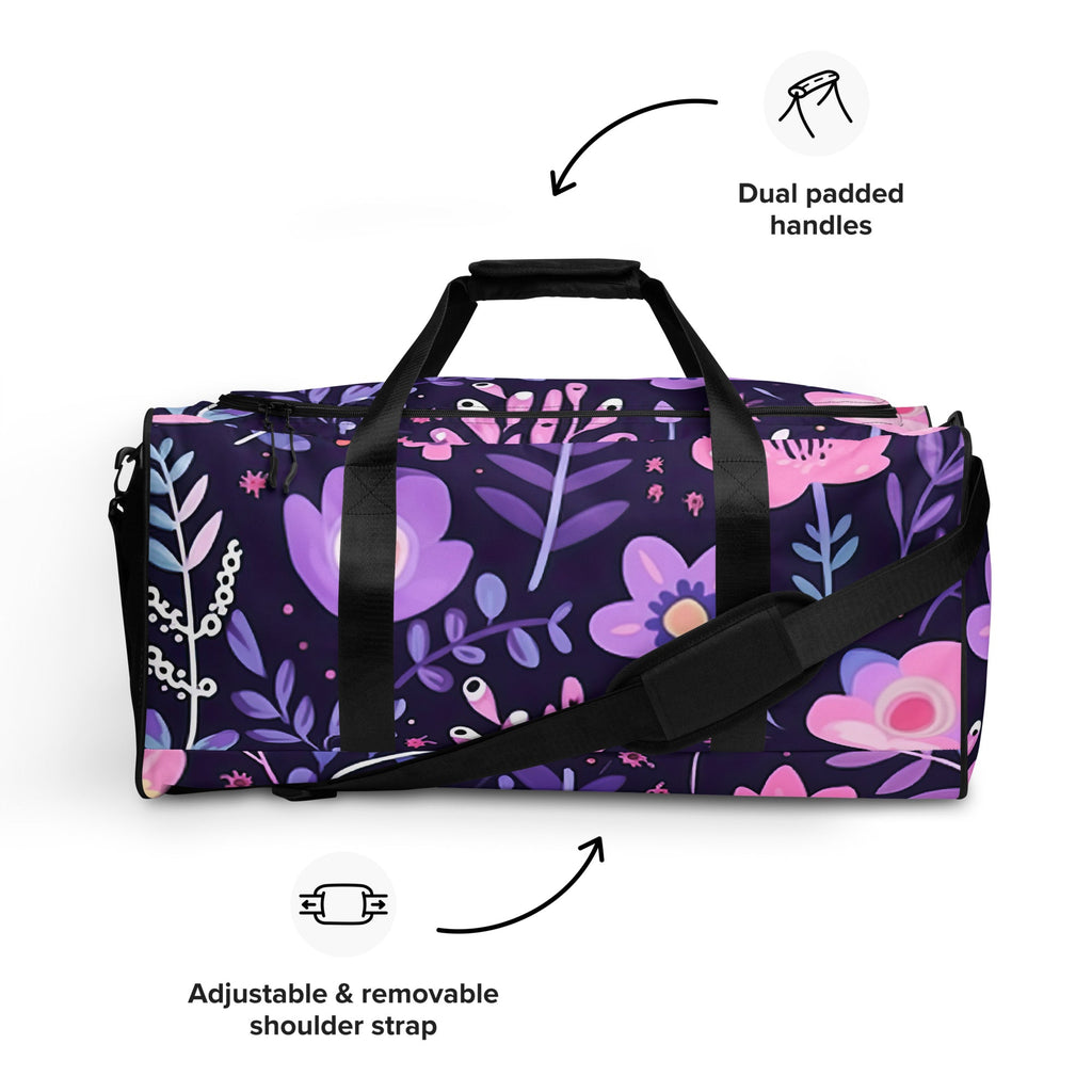 Floral Duffle Bag, Flower Lover Gym Bag, Botanical Travel Bag, Flower Enthusiast Bag, Blossom Duffle, Lovely Bloom Carryall, Spring Inspired Luggage