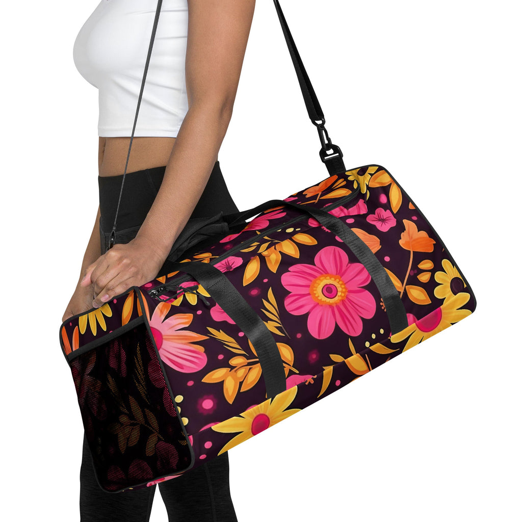 Floral Duffle Bag, Flower Lover Gym Bag, Botanical Travel Bag, Flower Enthusiast Bag, Blossom Duffle, Lovely Bloom Carryall, Spring Inspired Luggage