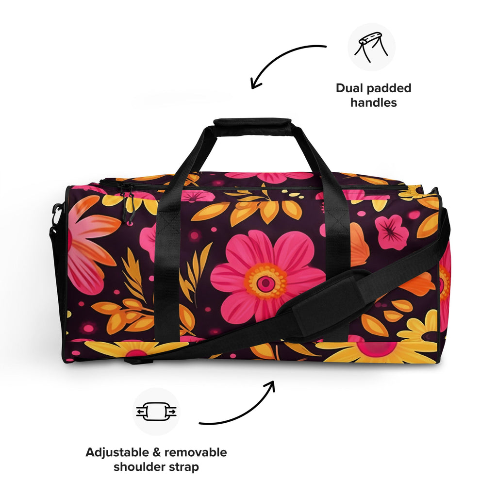Floral Duffle Bag, Flower Lover Gym Bag, Botanical Travel Bag, Flower Enthusiast Bag, Blossom Duffle, Lovely Bloom Carryall, Spring Inspired Luggage