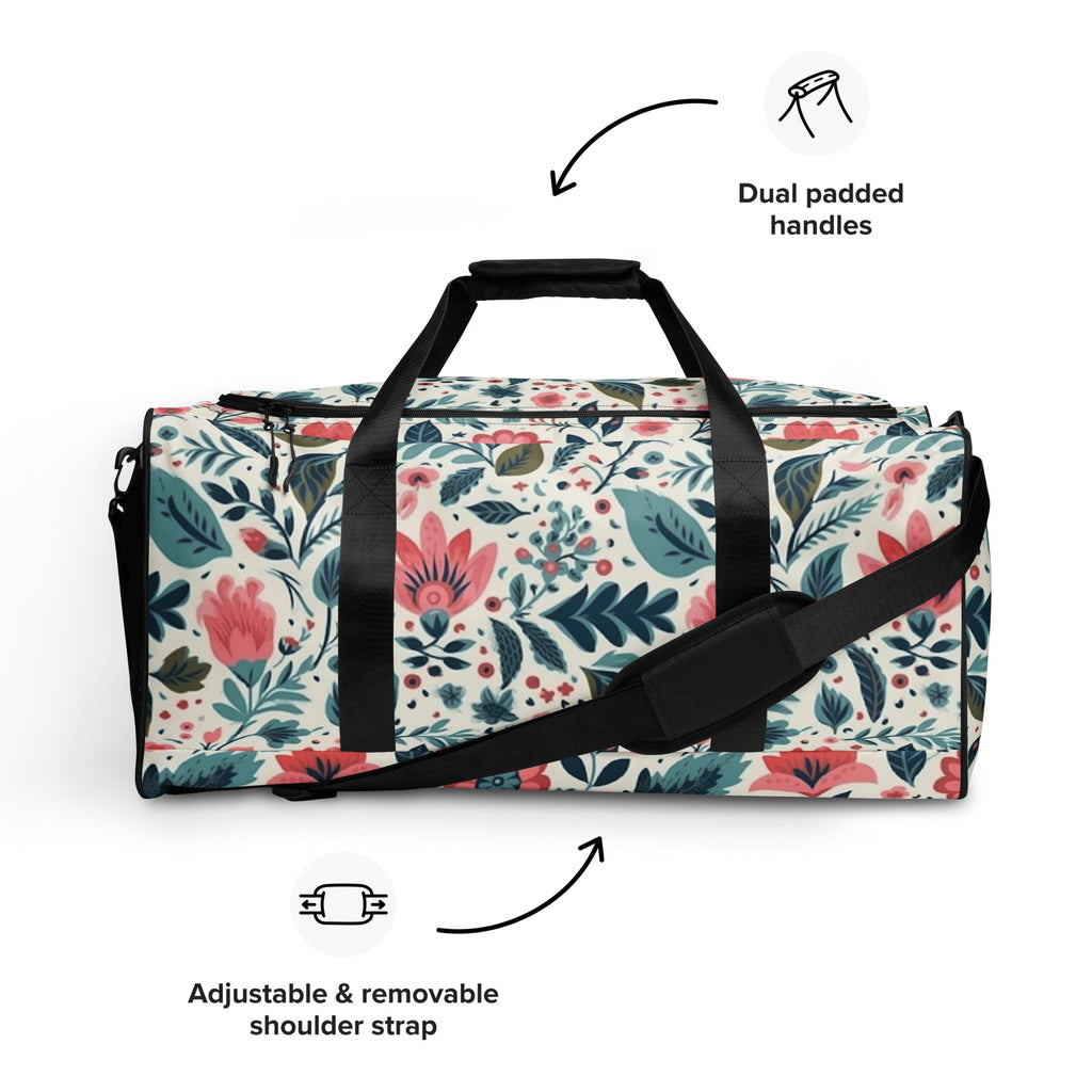 Floral Duffle Bag, Flower Lover Gym Bag, Botanical Travel Bag, Flower Enthusiast Bag, Blossom Duffle, Lovely Bloom Carryall, Spring Inspired Luggage