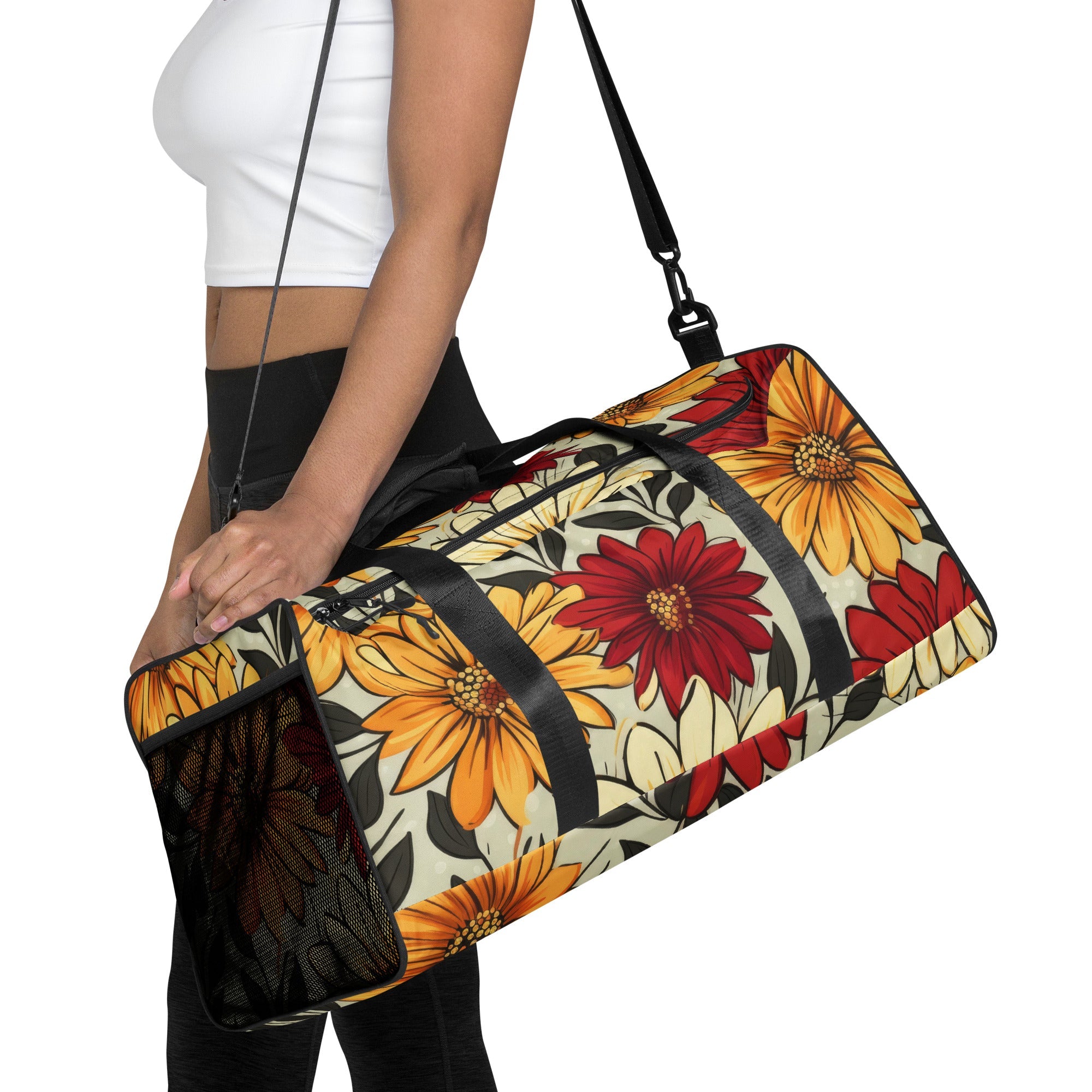 Floral Duffle Bag, Flower Lover Gym Bag, Botanical Travel Bag, Flower Enthusiast Bag, Blossom Duffle, Lovely Bloom Carryall, Spring Inspired Luggage