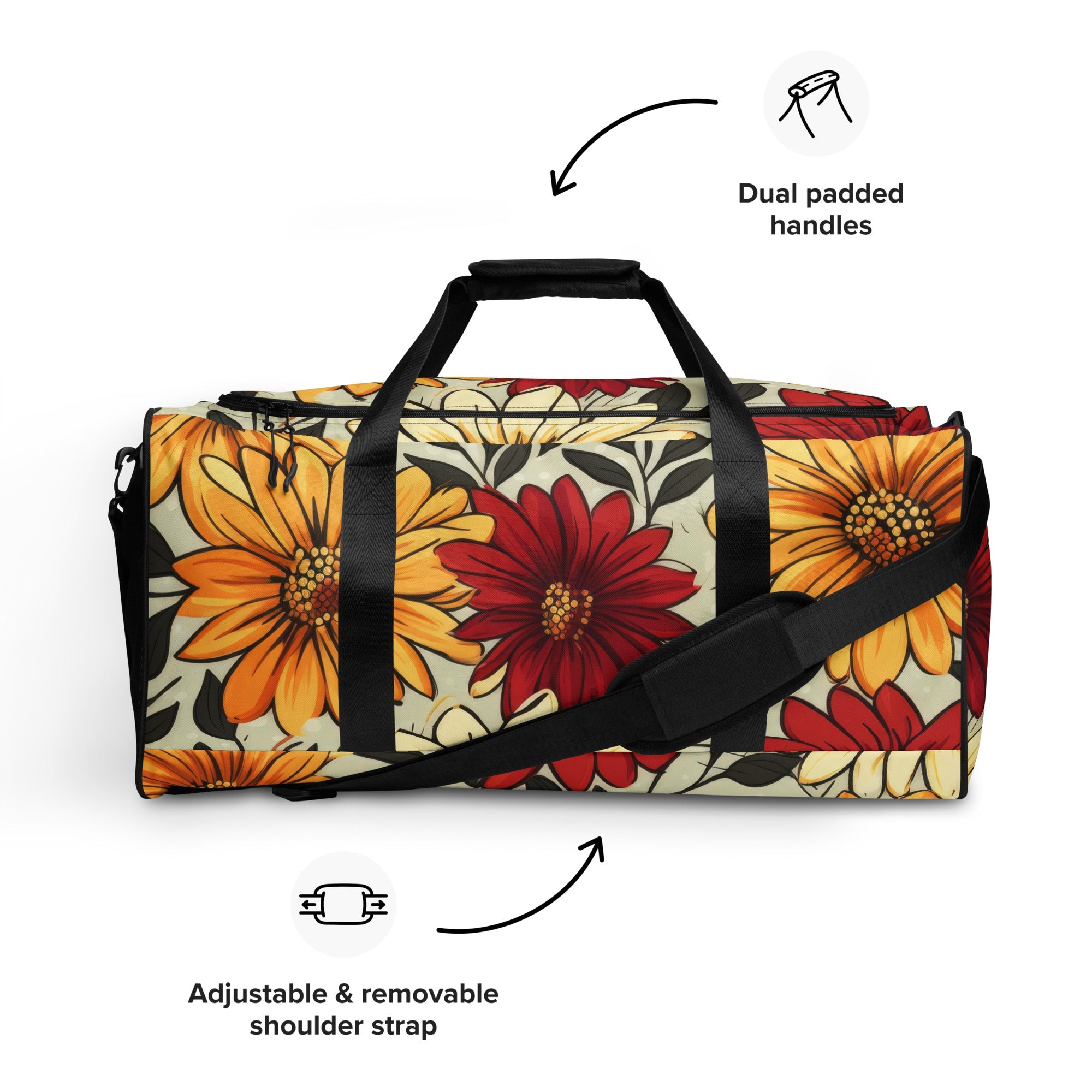 Floral Duffle Bag, Flower Lover Gym Bag, Botanical Travel Bag, Flower Enthusiast Bag, Blossom Duffle, Lovely Bloom Carryall, Spring Inspired Luggage