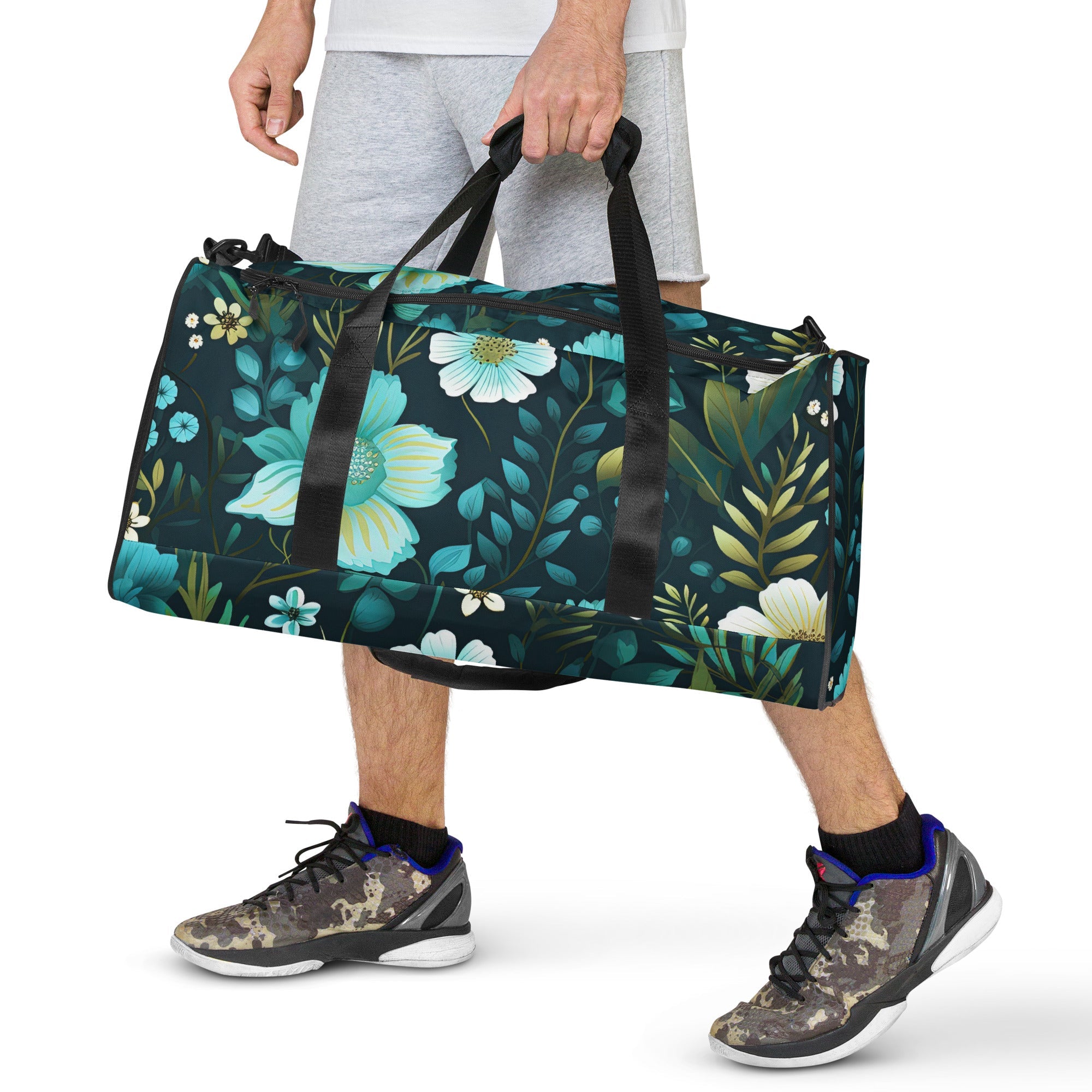 Floral Duffle Bag, Flower Lover Gym Bag, Botanical Travel Bag, Flower Enthusiast Bag, Blossom Duffle, Lovely Bloom Carryall, Spring Inspired Luggage