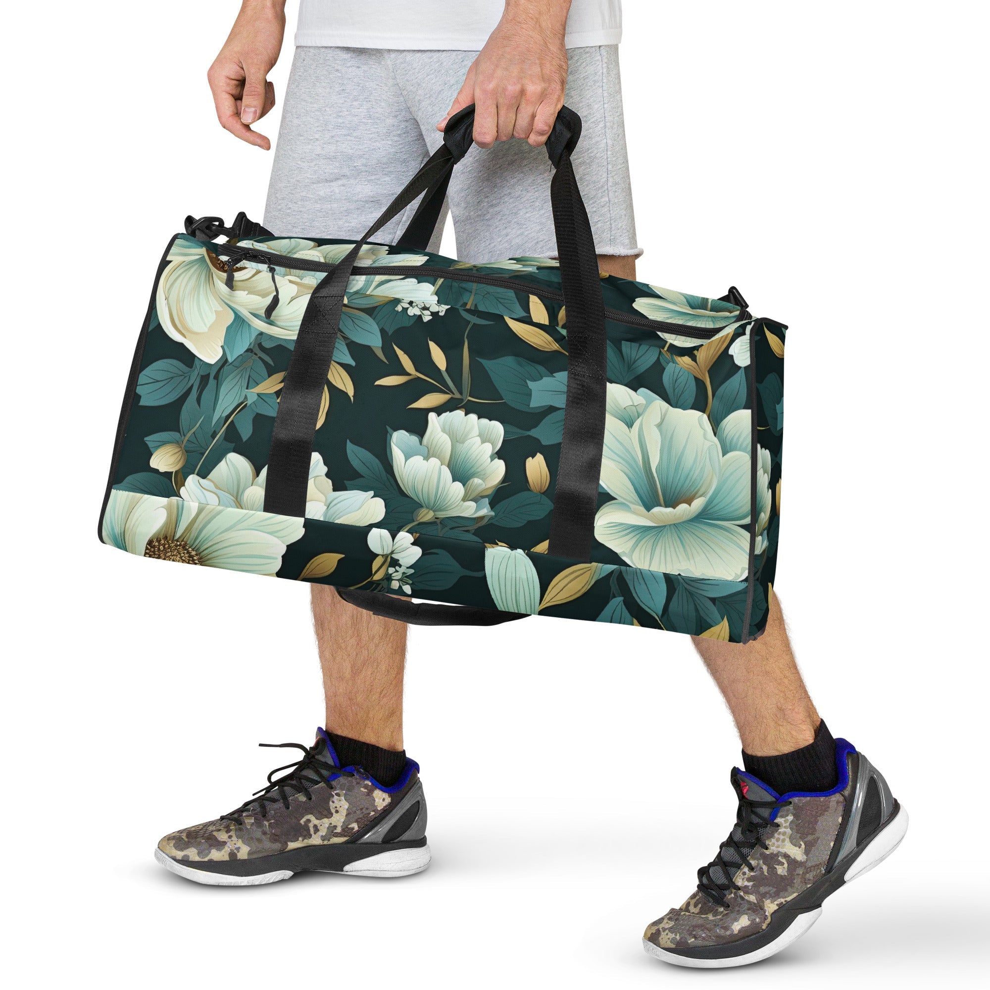 Floral Duffle Bag, Flower Lover Gym Bag, Botanical Travel Bag, Flower Enthusiast Bag, Blossom Duffle, Lovely Bloom Carryall, Spring Inspired Luggage