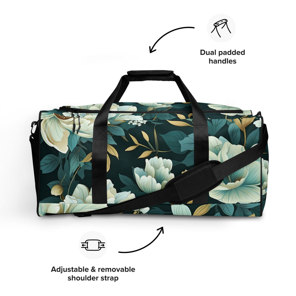Floral Duffle Bag, Flower Lover Gym Bag, Botanical Travel Bag, Flower Enthusiast Bag, Blossom Duffle, Lovely Bloom Carryall, Spring Inspired Luggage
