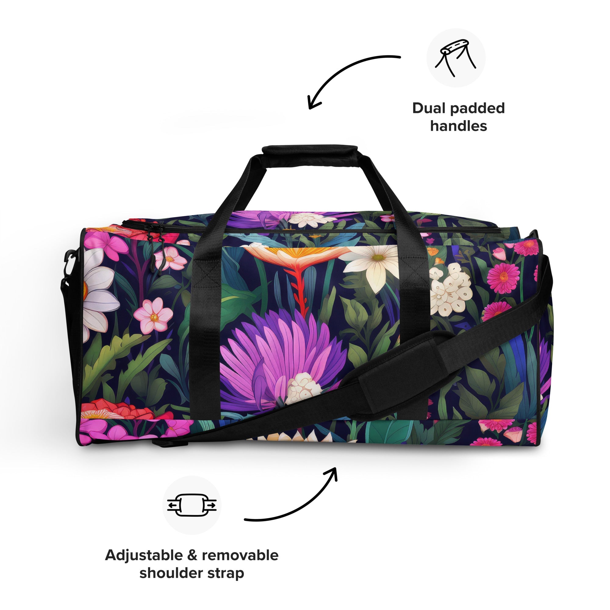 Floral Duffle Bag, Flower Lover Gym Bag, Botanical Travel Bag, Flower Enthusiast Bag, Blossom Duffle, Lovely Bloom Carryall, Spring Inspired Luggage