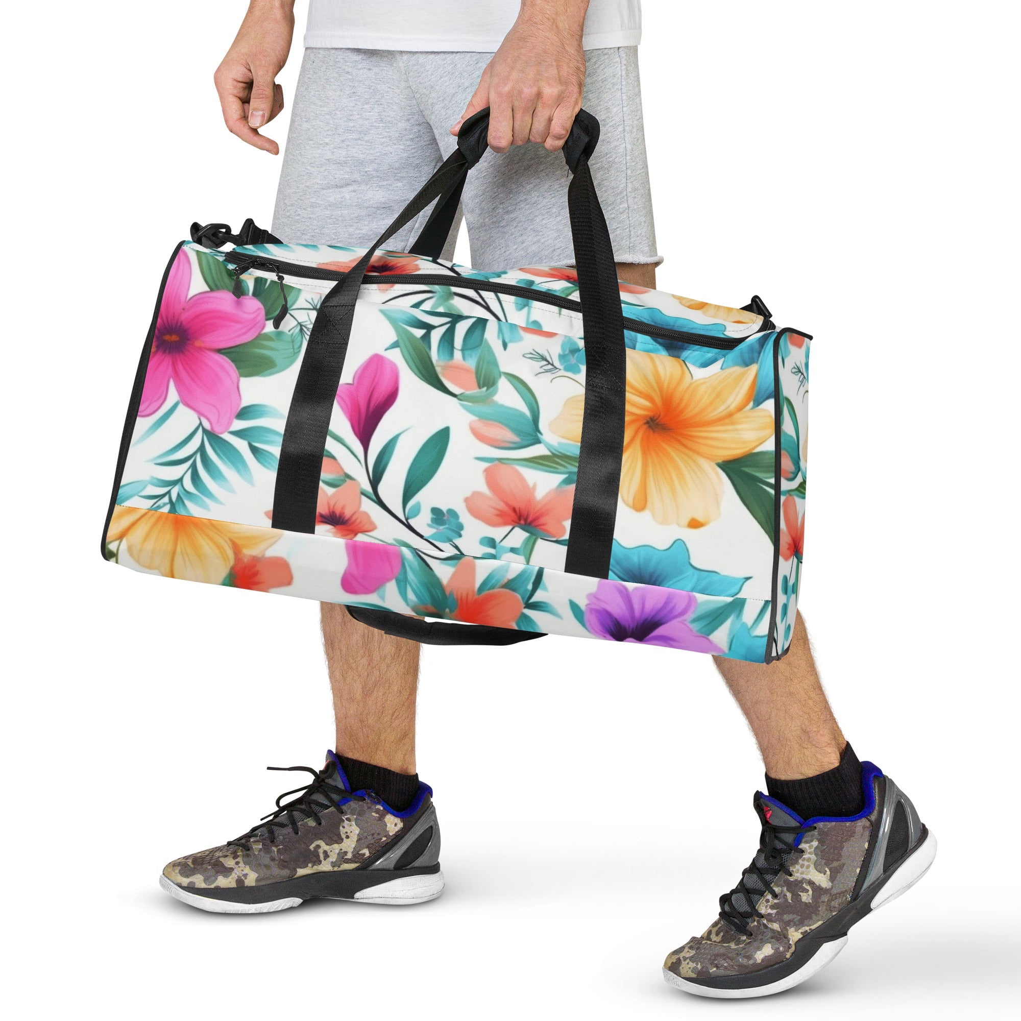 Floral Duffle Bag, Flower Lover Gym Bag, Botanical Travel Bag, Flower Enthusiast Bag, Blossom Duffle, Lovely Bloom Carryall, Spring Inspired Luggage