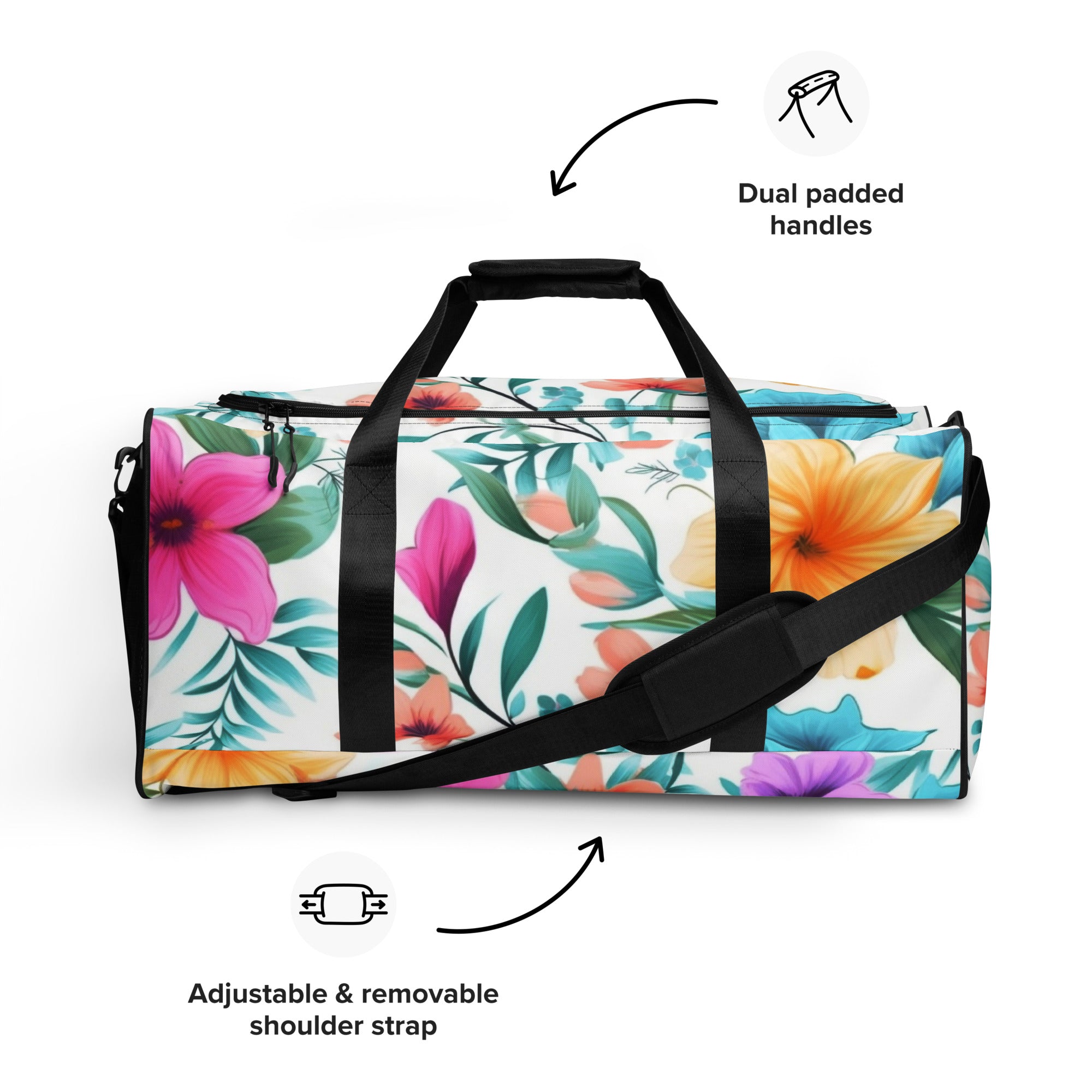 Floral Duffle Bag, Flower Lover Gym Bag, Botanical Travel Bag, Flower Enthusiast Bag, Blossom Duffle, Lovely Bloom Carryall, Spring Inspired Luggage