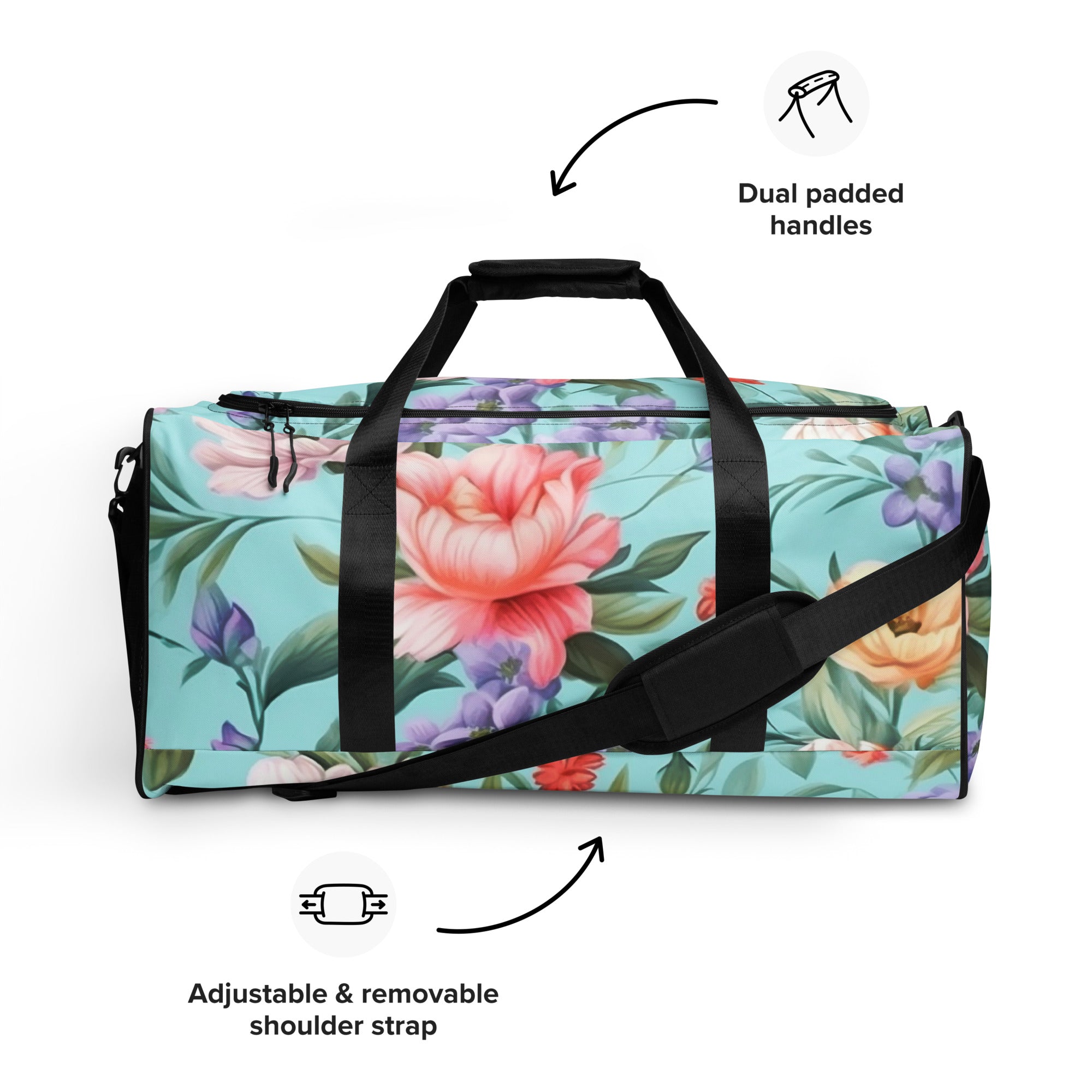 Floral Duffle Bag, Flower Lover Gym Bag, Botanical Travel Bag, Flower Enthusiast Bag, Blossom Duffle, Lovely Bloom Carryall, Spring Inspired Luggage