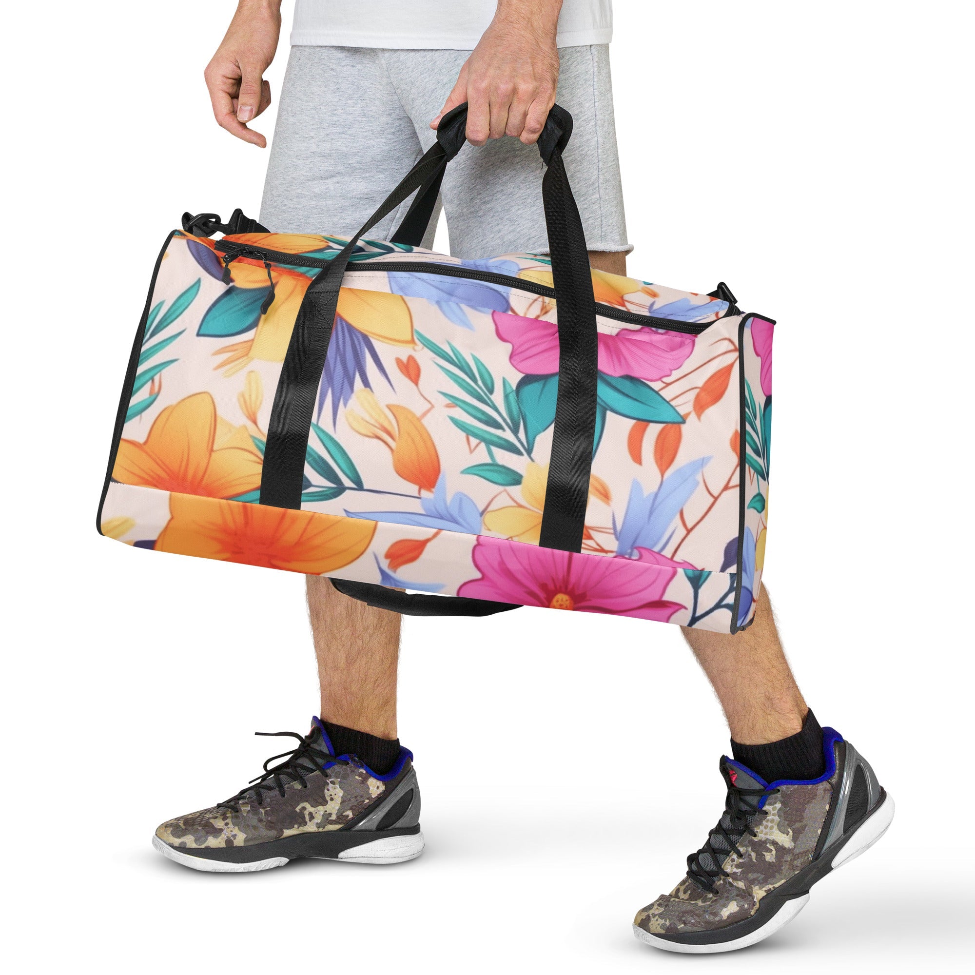 Floral Duffle Bag, Flower Lover Gym Bag, Botanical Travel Bag, Flower Enthusiast Bag, Blossom Duffle, Lovely Bloom Carryall, Spring Inspired Luggage