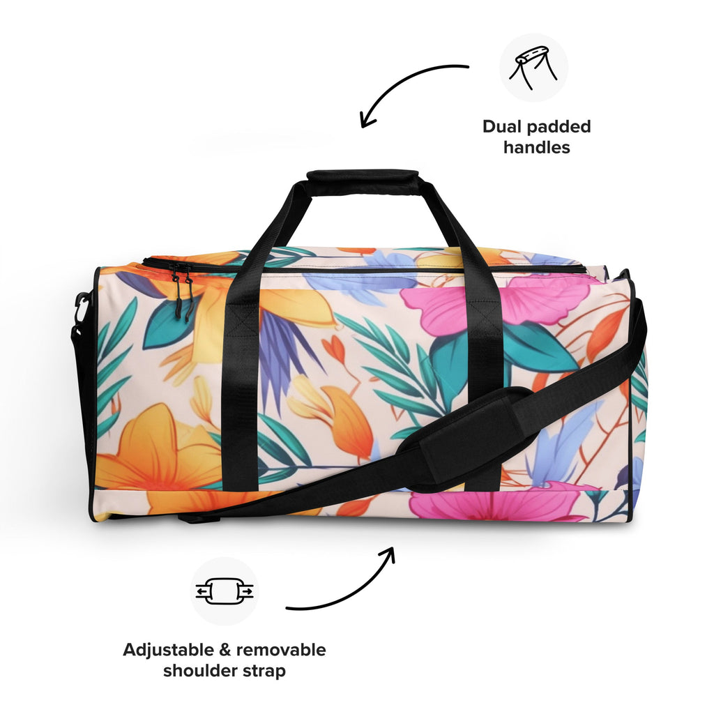 Floral Duffle Bag, Flower Lover Gym Bag, Botanical Travel Bag, Flower Enthusiast Bag, Blossom Duffle, Lovely Bloom Carryall, Spring Inspired Luggage