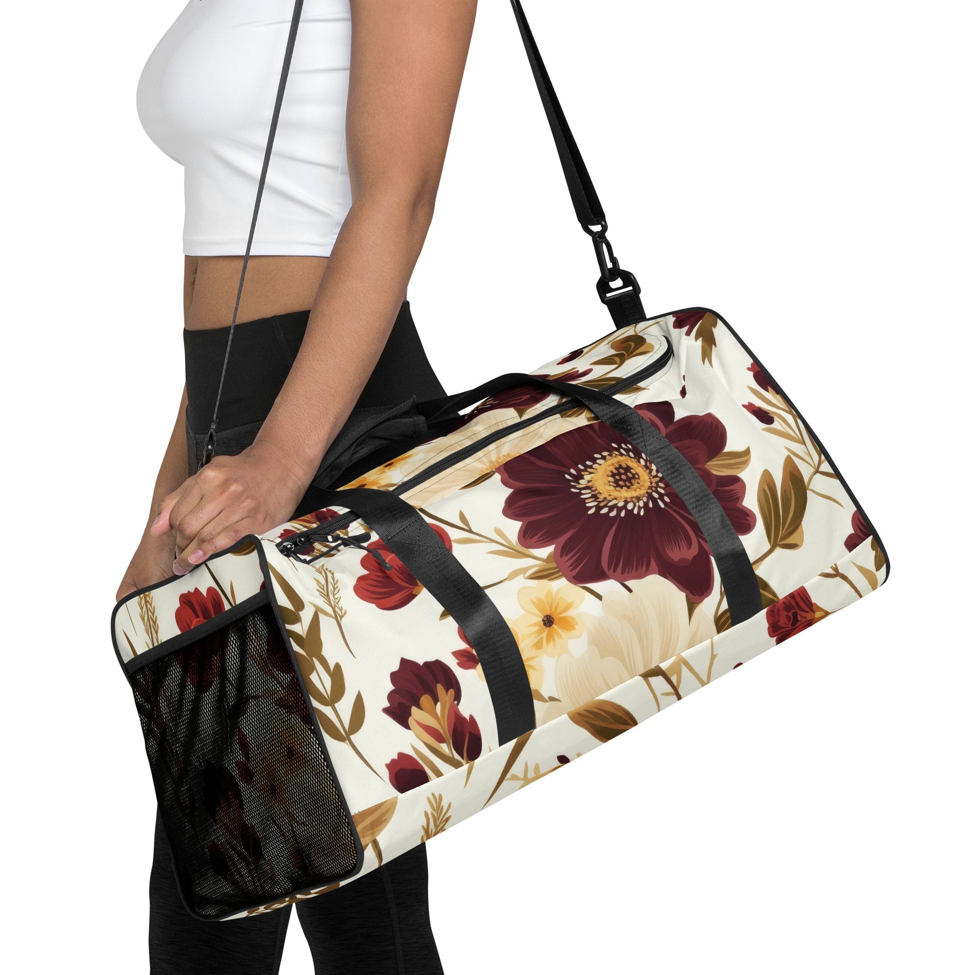 Floral Duffle Bag, Flower Lover Gym Bag, Botanical Travel Bag, Flower Enthusiast Bag, Blossom Duffle, Lovely Bloom Carryall, Spring Inspired Luggage