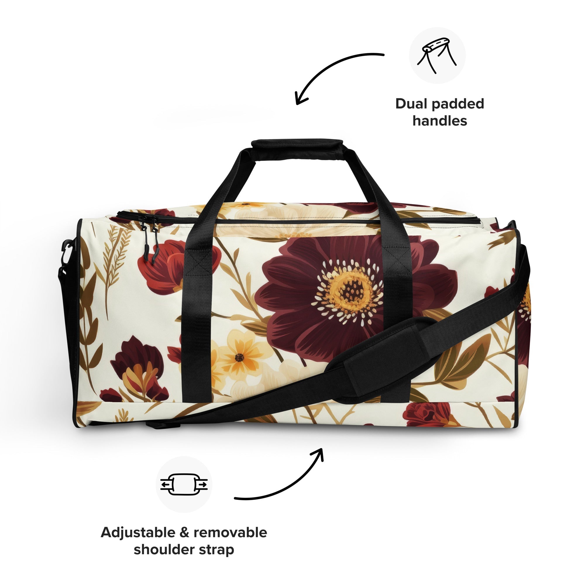 Floral Duffle Bag, Flower Lover Gym Bag, Botanical Travel Bag, Flower Enthusiast Bag, Blossom Duffle, Lovely Bloom Carryall, Spring Inspired Luggage