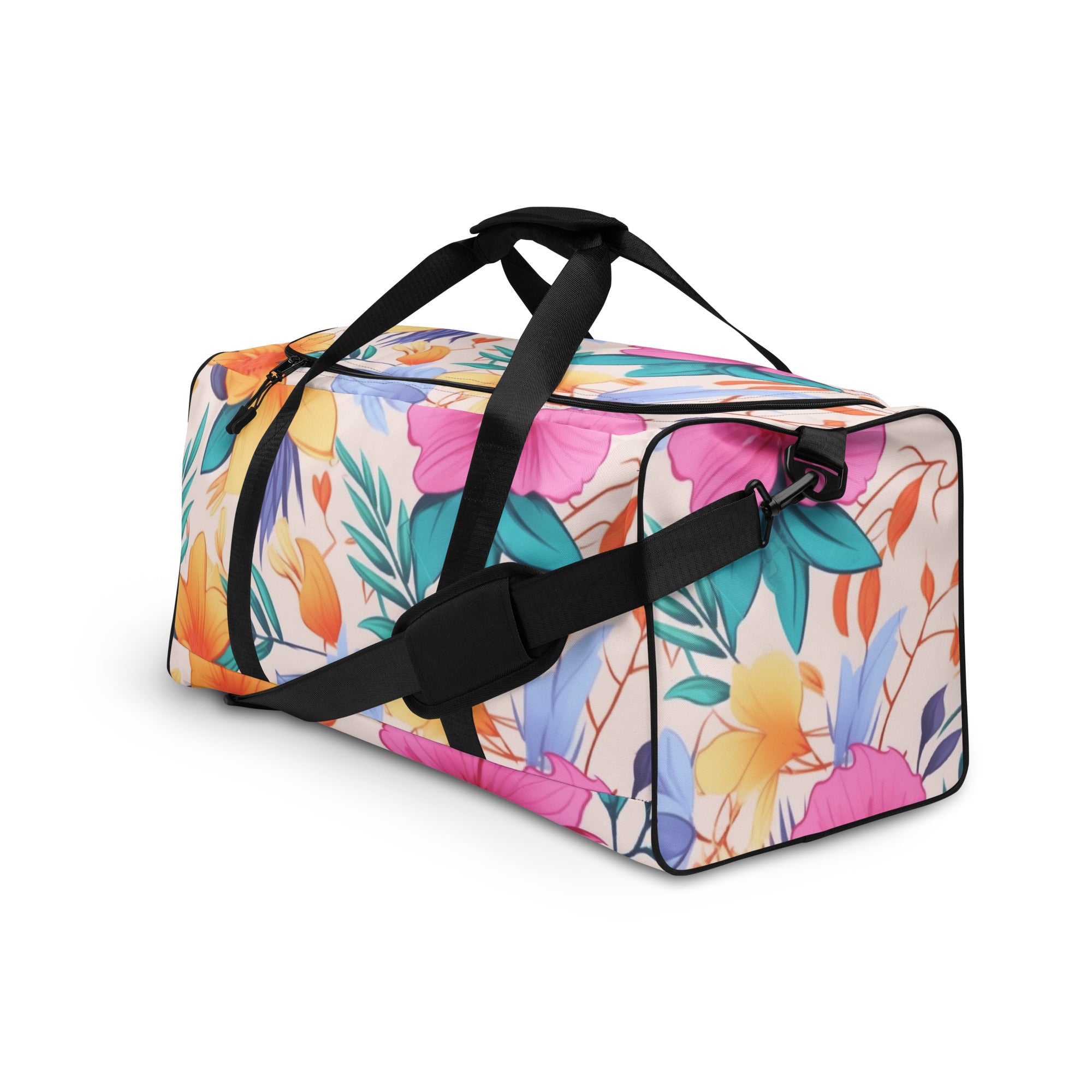 Floral Duffle Bag, Flower Lover Gym Bag, Botanical Travel Bag, Flower Enthusiast Bag, Blossom Duffle, Lovely Bloom Carryall, Spring Inspired Luggage