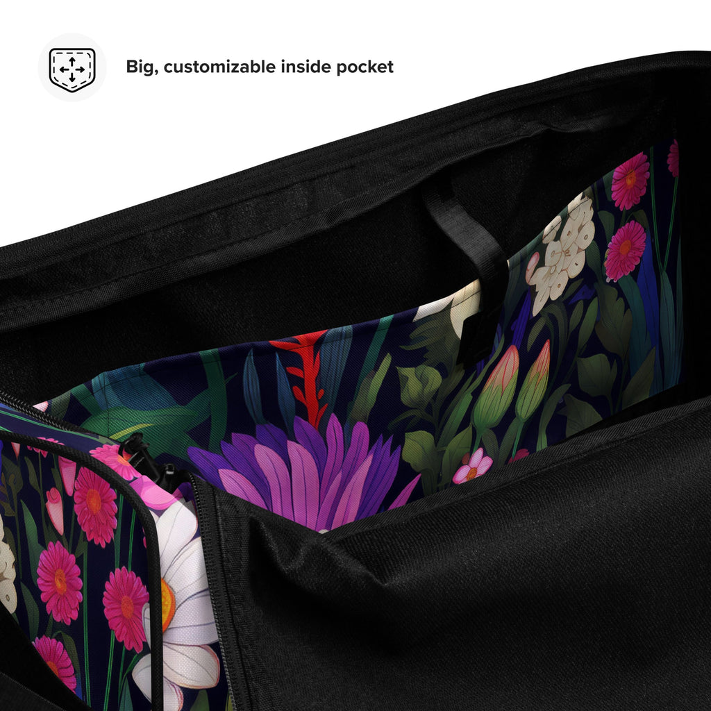 Floral Duffle Bag, Flower Lover Gym Bag, Botanical Travel Bag, Flower Enthusiast Bag, Blossom Duffle, Lovely Bloom Carryall, Spring Inspired Luggage