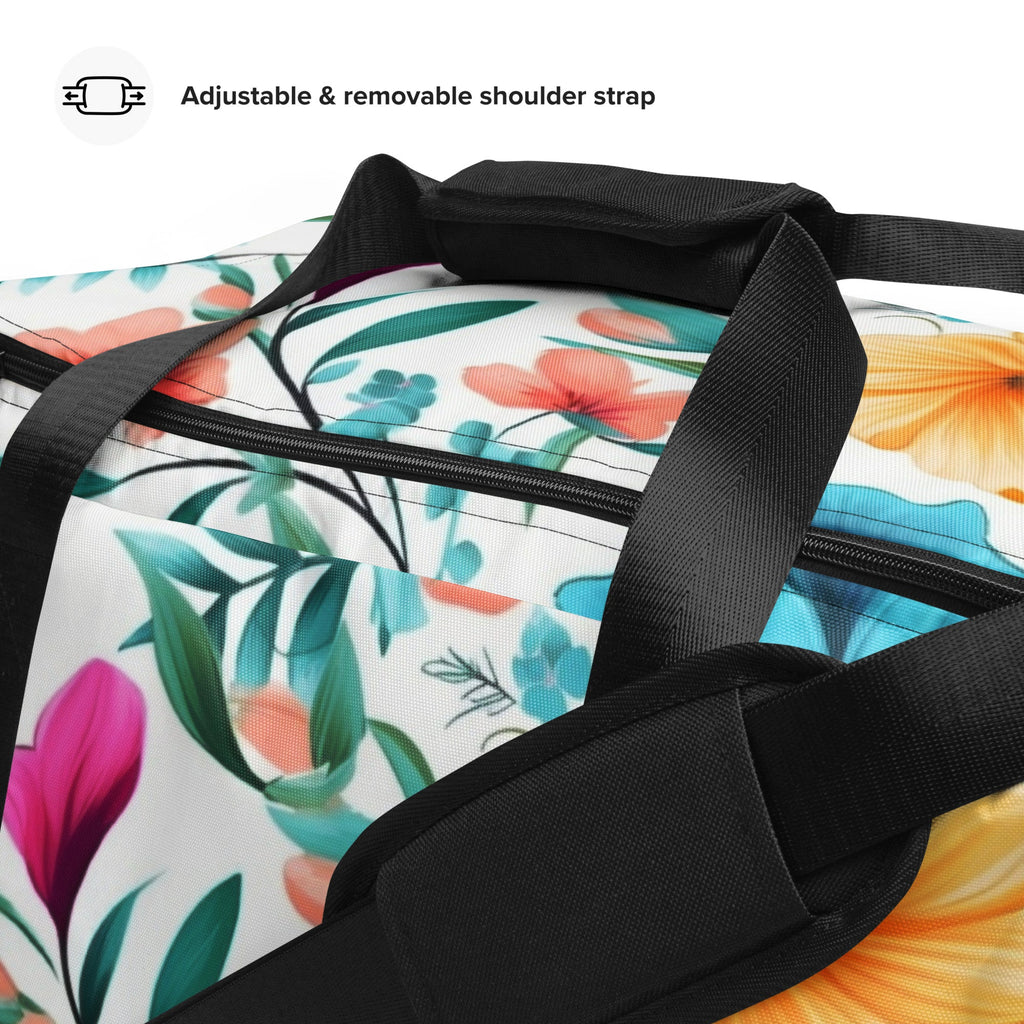 Floral Duffle Bag, Flower Lover Gym Bag, Botanical Travel Bag, Flower Enthusiast Bag, Blossom Duffle, Lovely Bloom Carryall, Spring Inspired Luggage