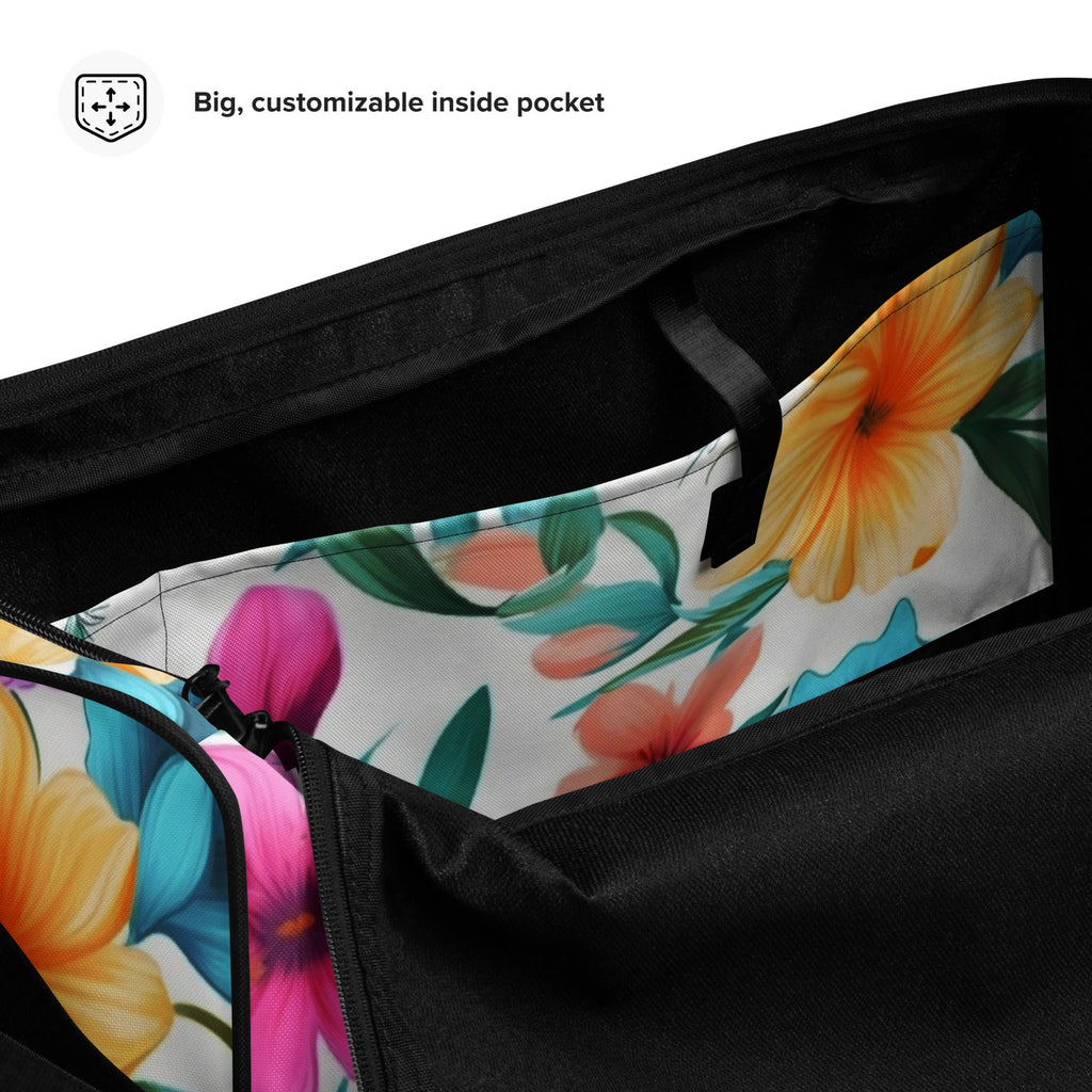 Floral Duffle Bag, Flower Lover Gym Bag, Botanical Travel Bag, Flower Enthusiast Bag, Blossom Duffle, Lovely Bloom Carryall, Spring Inspired Luggage