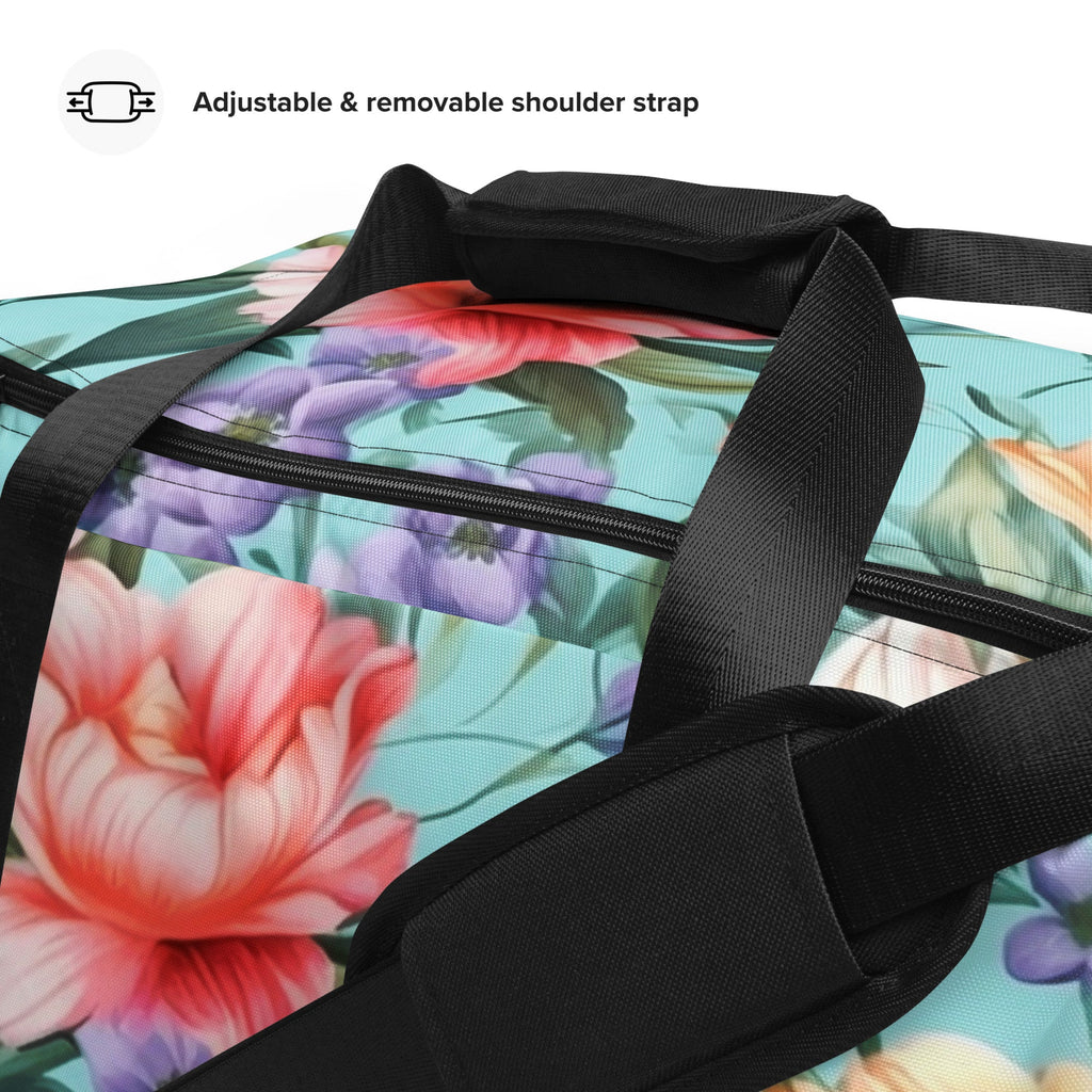 Floral Duffle Bag, Flower Lover Gym Bag, Botanical Travel Bag, Flower Enthusiast Bag, Blossom Duffle, Lovely Bloom Carryall, Spring Inspired Luggage