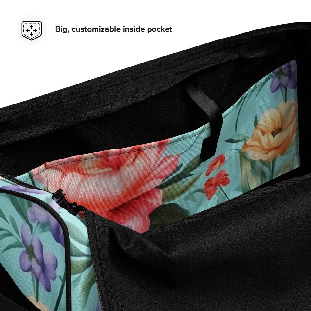 Floral Duffle Bag, Flower Lover Gym Bag, Botanical Travel Bag, Flower Enthusiast Bag, Blossom Duffle, Lovely Bloom Carryall, Spring Inspired Luggage