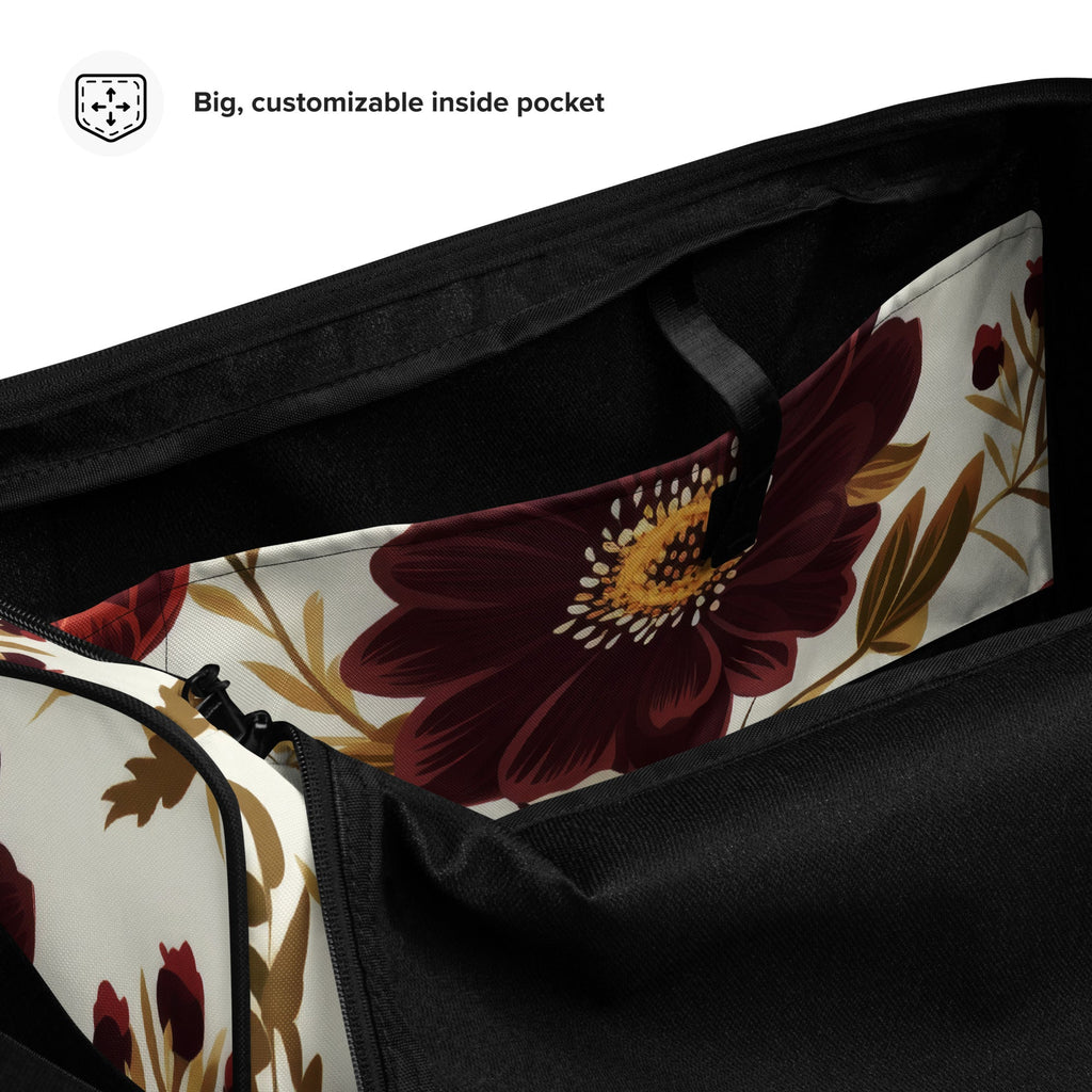 Floral Duffle Bag, Flower Lover Gym Bag, Botanical Travel Bag, Flower Enthusiast Bag, Blossom Duffle, Lovely Bloom Carryall, Spring Inspired Luggage