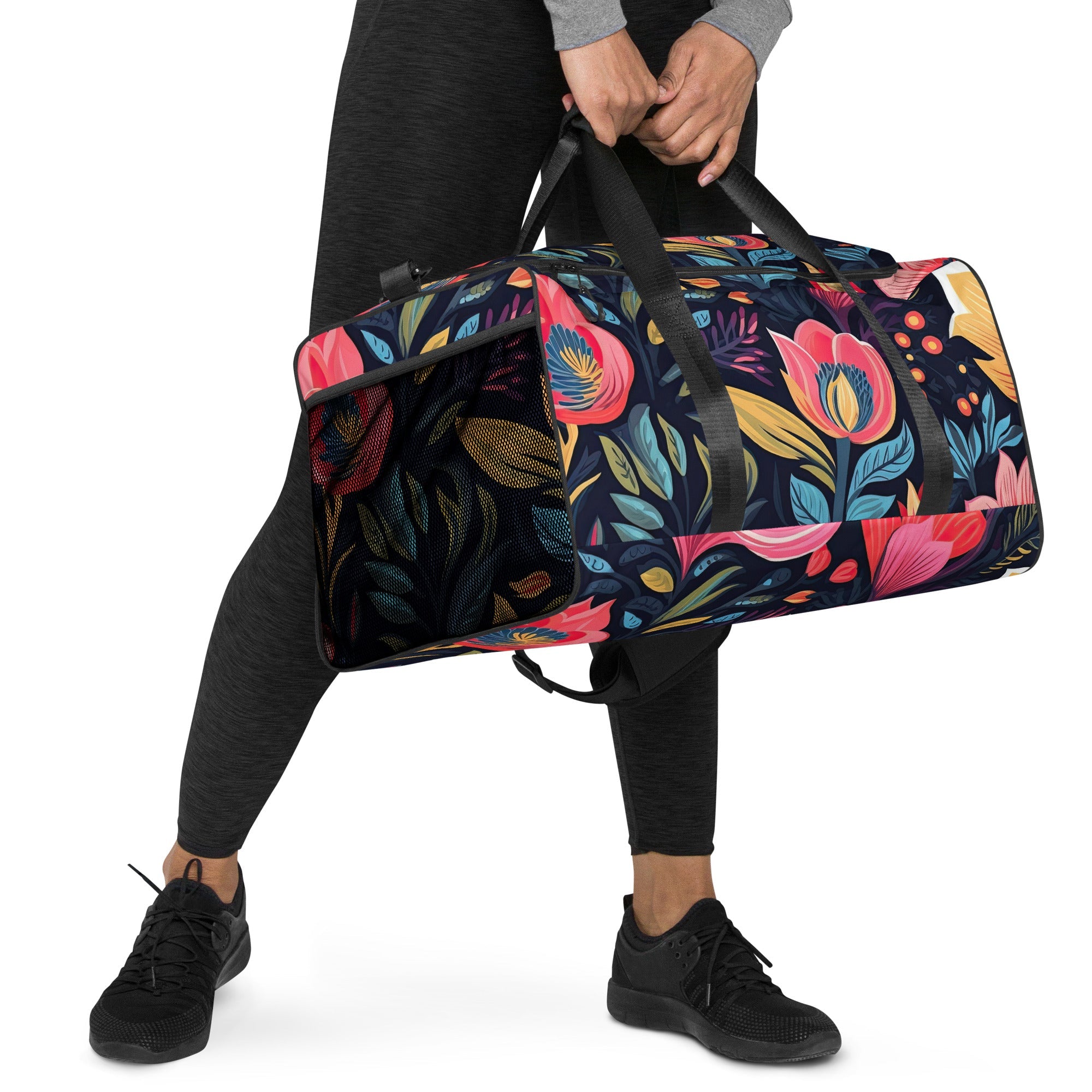 Floral Duffle Bag, Flower Lover Gym Bag, Botanical Travel Bag, Flower Enthusiast Bag, Blossom Duffle, Lovely Bloom Carryall, Spring Inspired Luggage