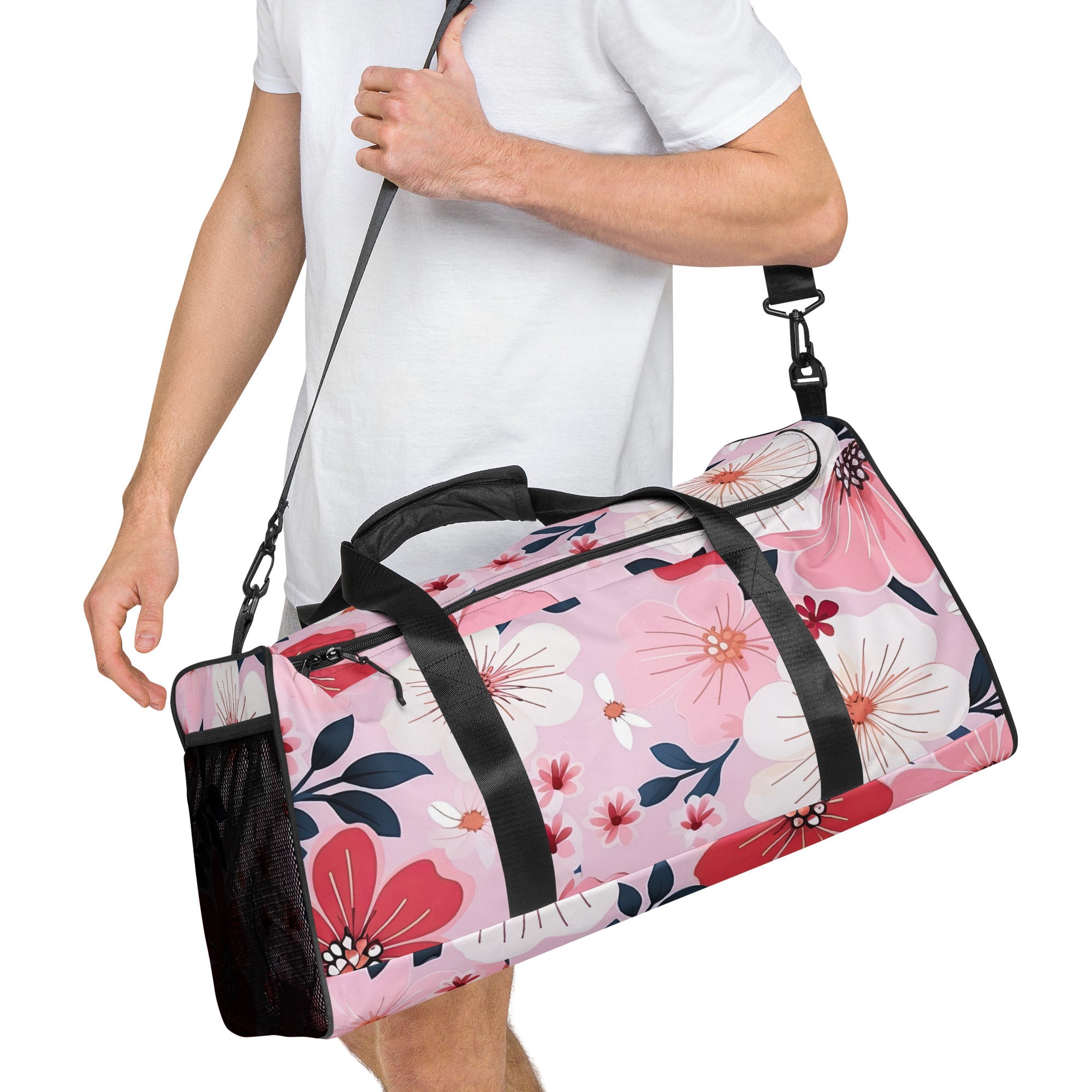 Floral Duffle Bag, Flower Lover Gym Bag, Botanical Travel Bag, Flower Enthusiast Bag, Blossom Duffle, Lovely Bloom Carryall, Spring Inspired Luggage