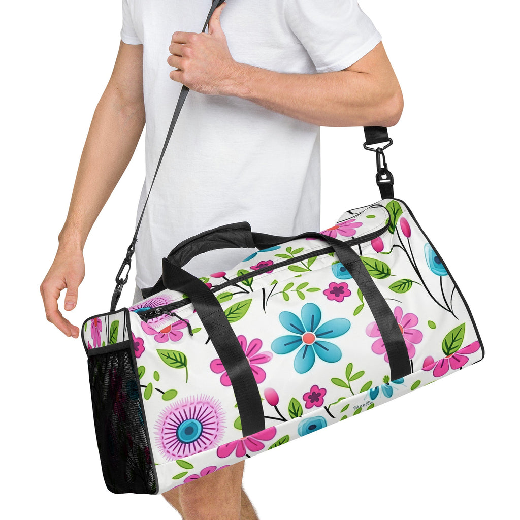 Floral Duffle Bag, Flower Lover Gym Bag, Botanical Travel Bag, Flower Enthusiast Bag, Blossom Duffle, Lovely Bloom Carryall, Spring Inspired Luggage