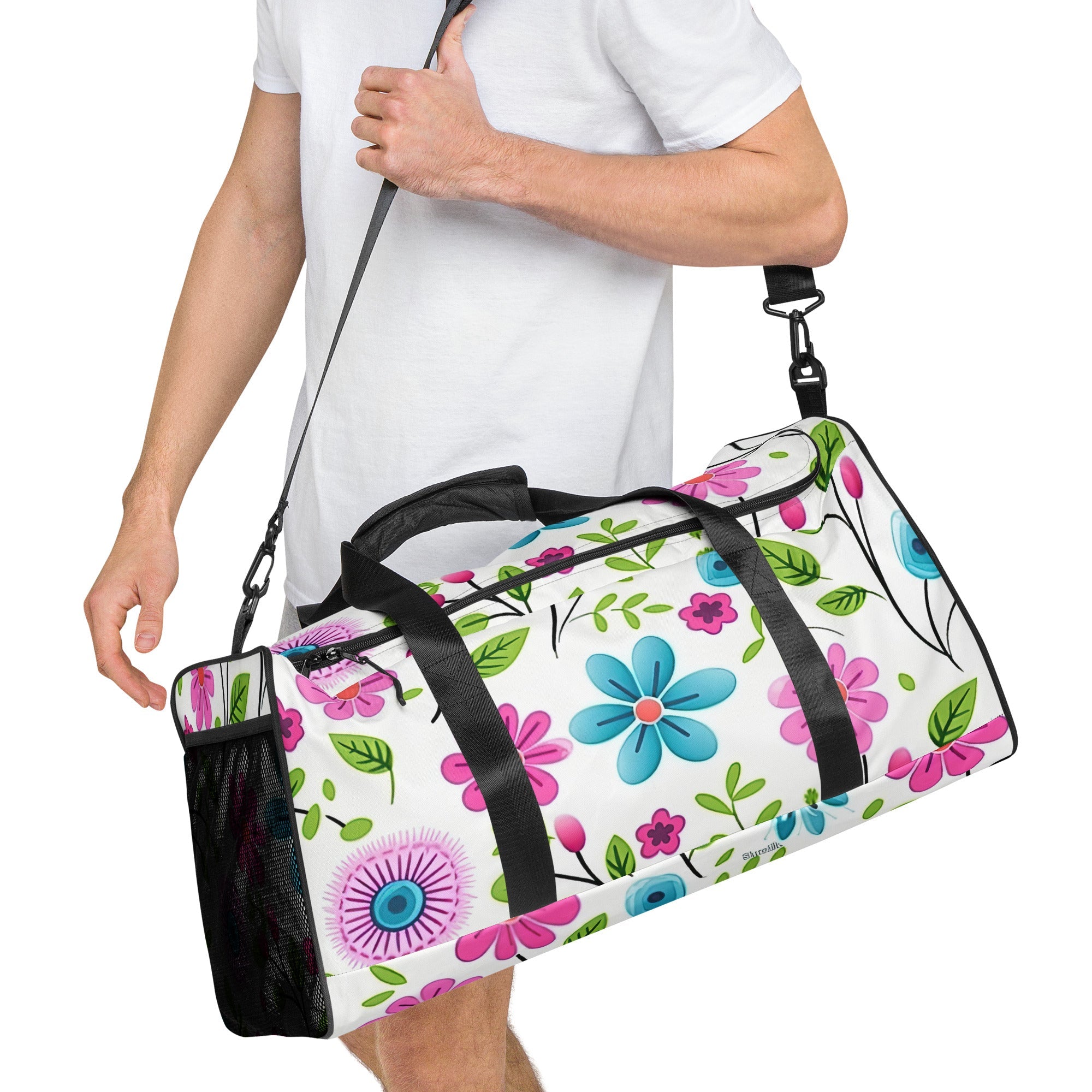 Floral Duffle Bag, Flower Lover Gym Bag, Botanical Travel Bag, Flower Enthusiast Bag, Blossom Duffle, Lovely Bloom Carryall, Spring Inspired Luggage