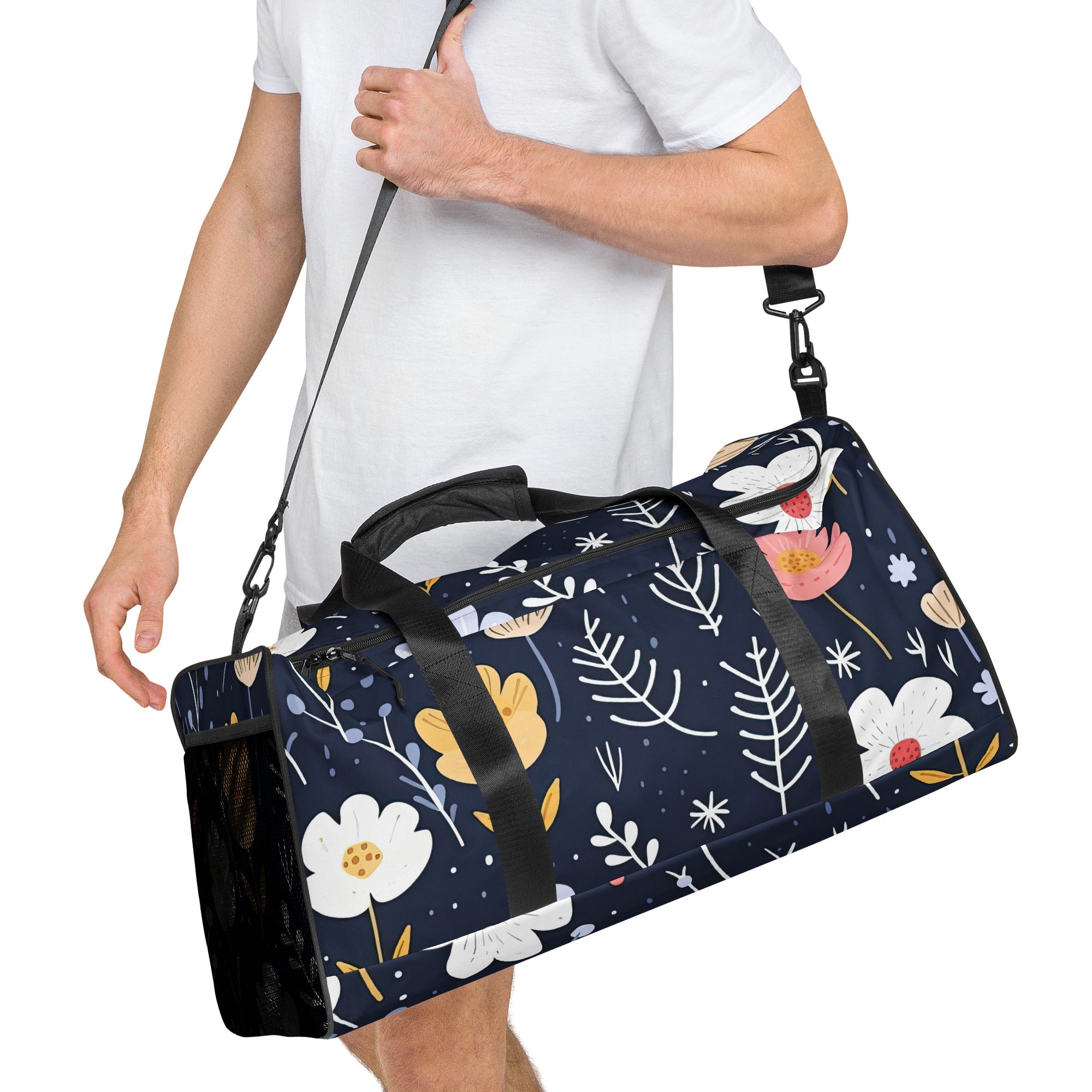 Floral Duffle Bag, Flower Lover Gym Bag, Botanical Travel Bag, Flower Enthusiast Bag, Blossom Duffle, Lovely Bloom Carryall, Spring Inspired Luggage