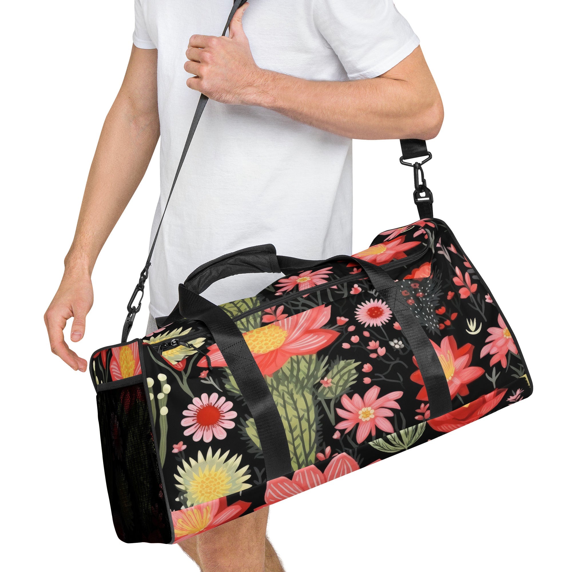 Floral Duffle Bag, Flower Lover Gym Bag, Botanical Travel Bag, Flower Enthusiast Bag, Blossom Duffle, Lovely Bloom Carryall, Spring Inspired Luggage