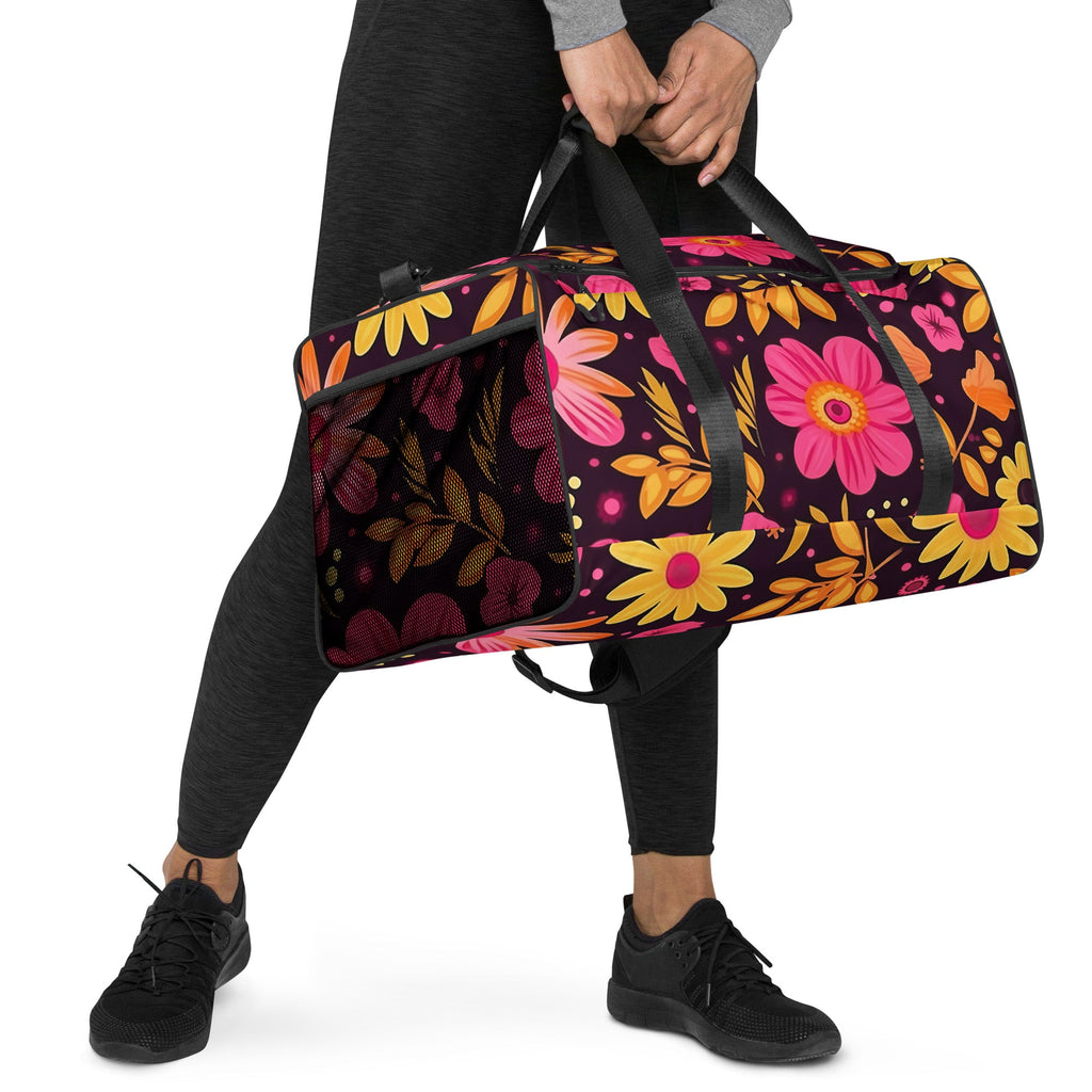 Floral Duffle Bag, Flower Lover Gym Bag, Botanical Travel Bag, Flower Enthusiast Bag, Blossom Duffle, Lovely Bloom Carryall, Spring Inspired Luggage