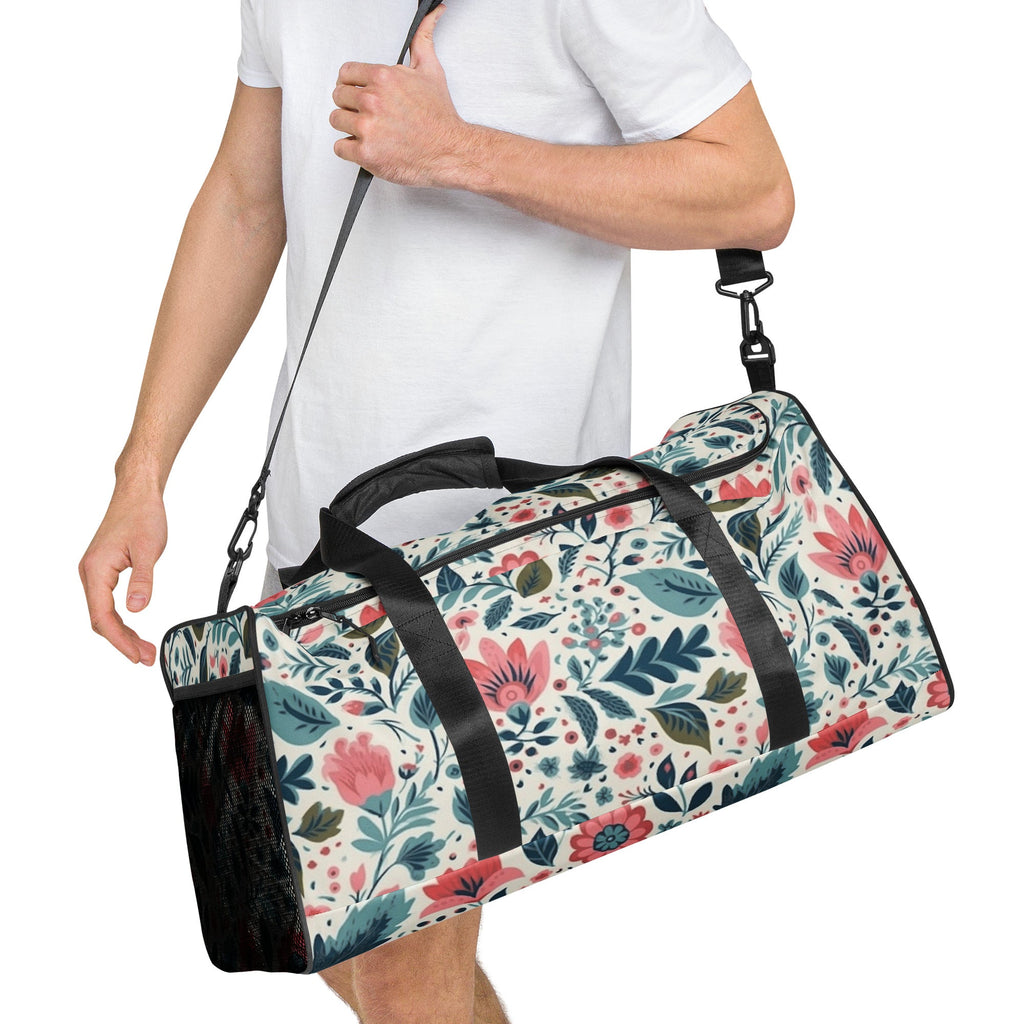 Floral Duffle Bag, Flower Lover Gym Bag, Botanical Travel Bag, Flower Enthusiast Bag, Blossom Duffle, Lovely Bloom Carryall, Spring Inspired Luggage