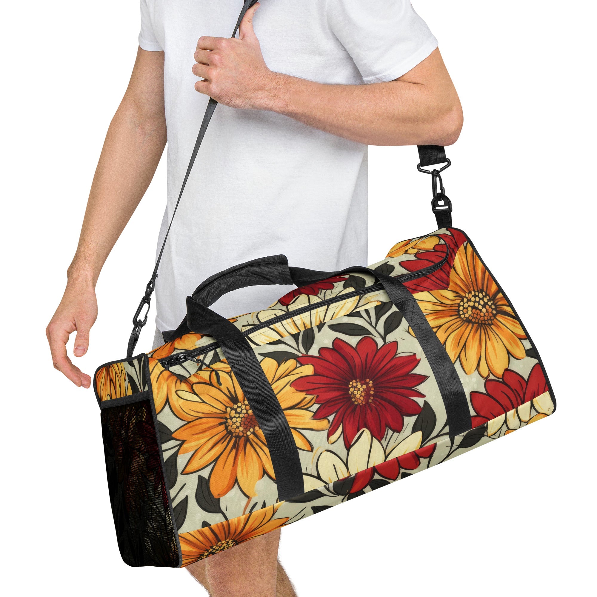Floral Duffle Bag, Flower Lover Gym Bag, Botanical Travel Bag, Flower Enthusiast Bag, Blossom Duffle, Lovely Bloom Carryall, Spring Inspired Luggage
