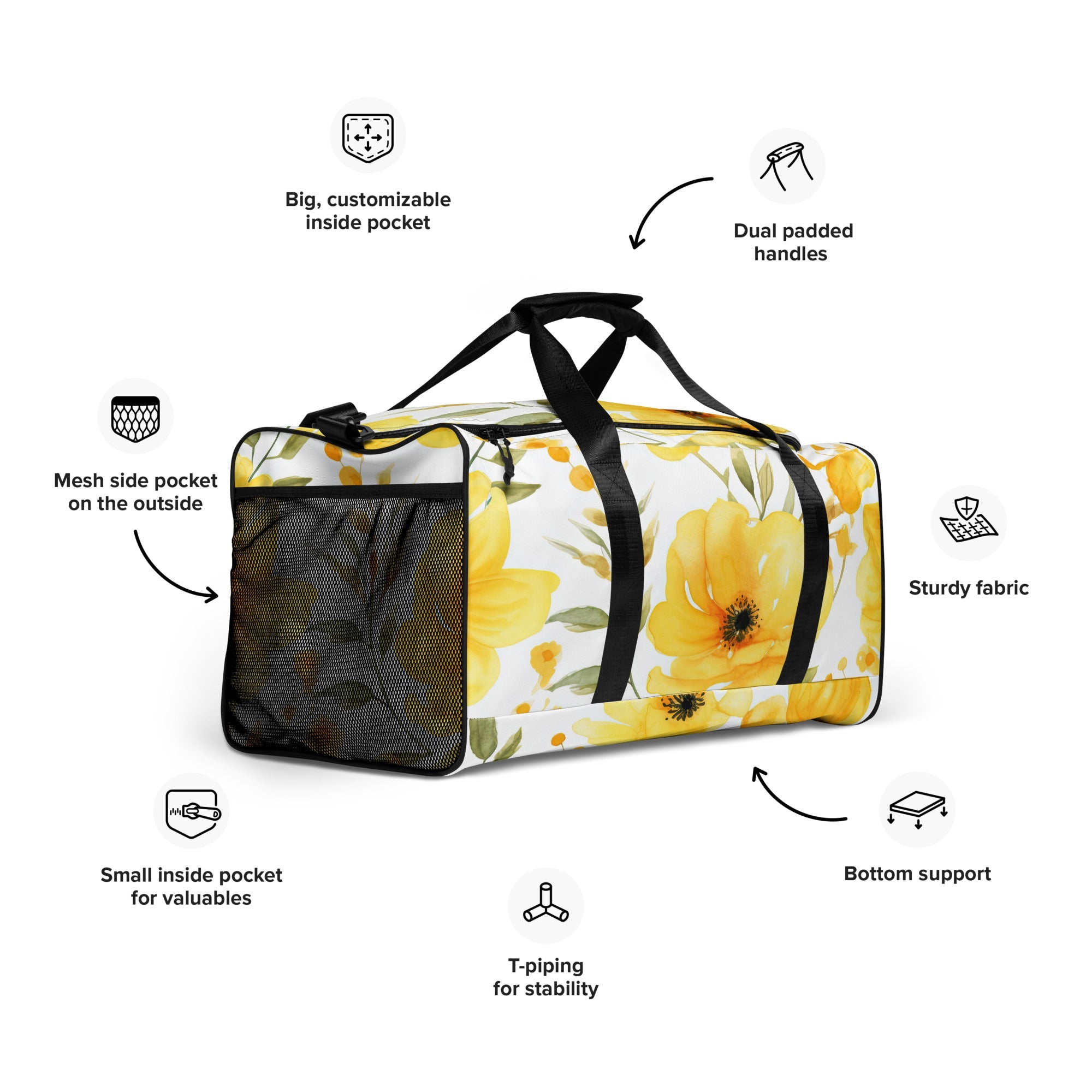 Floral Duffle Bag, Flower Lover Gym Bag, Botanical Travel Bag, Flower Enthusiast Bag, Blossom Duffle, Lovely Bloom Carryall, Spring Inspired Luggage