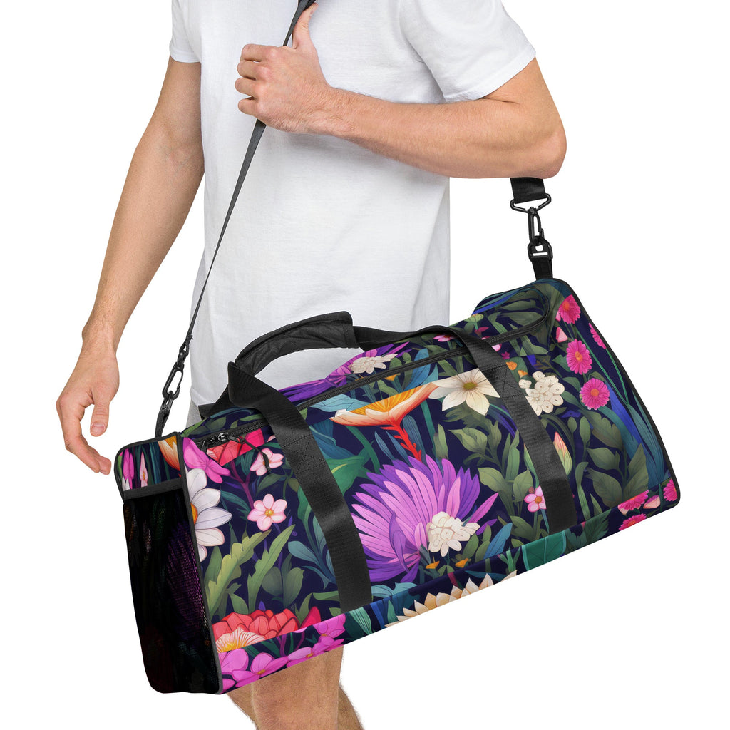 Floral Duffle Bag, Flower Lover Gym Bag, Botanical Travel Bag, Flower Enthusiast Bag, Blossom Duffle, Lovely Bloom Carryall, Spring Inspired Luggage