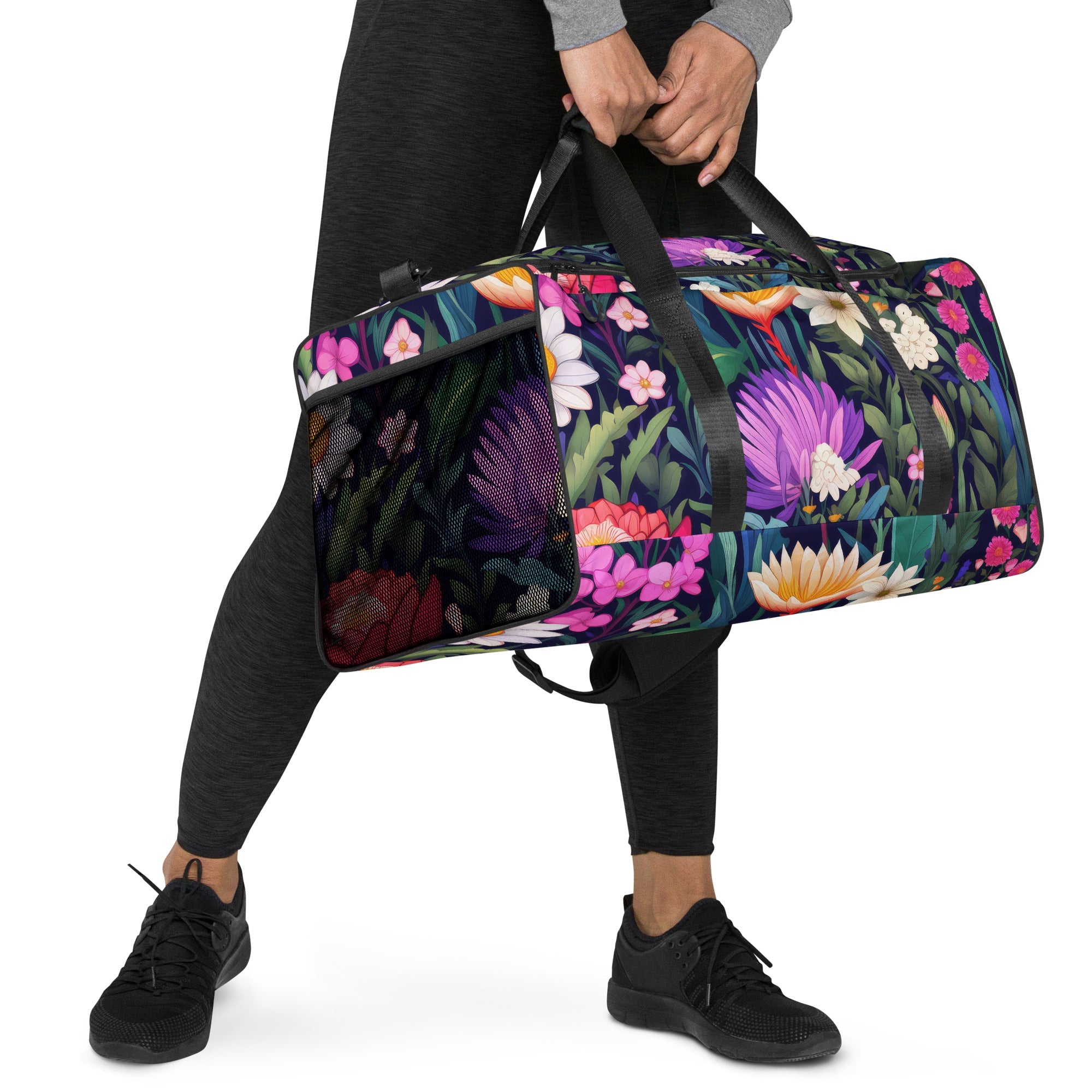 Floral Duffle Bag, Flower Lover Gym Bag, Botanical Travel Bag, Flower Enthusiast Bag, Blossom Duffle, Lovely Bloom Carryall, Spring Inspired Luggage