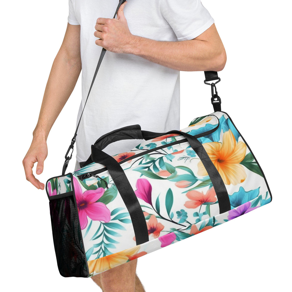Floral Duffle Bag, Flower Lover Gym Bag, Botanical Travel Bag, Flower Enthusiast Bag, Blossom Duffle, Lovely Bloom Carryall, Spring Inspired Luggage