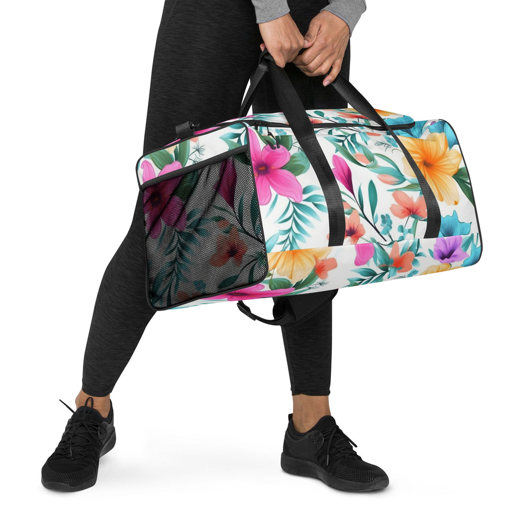 Floral Duffle Bag, Flower Lover Gym Bag, Botanical Travel Bag, Flower Enthusiast Bag, Blossom Duffle, Lovely Bloom Carryall, Spring Inspired Luggage