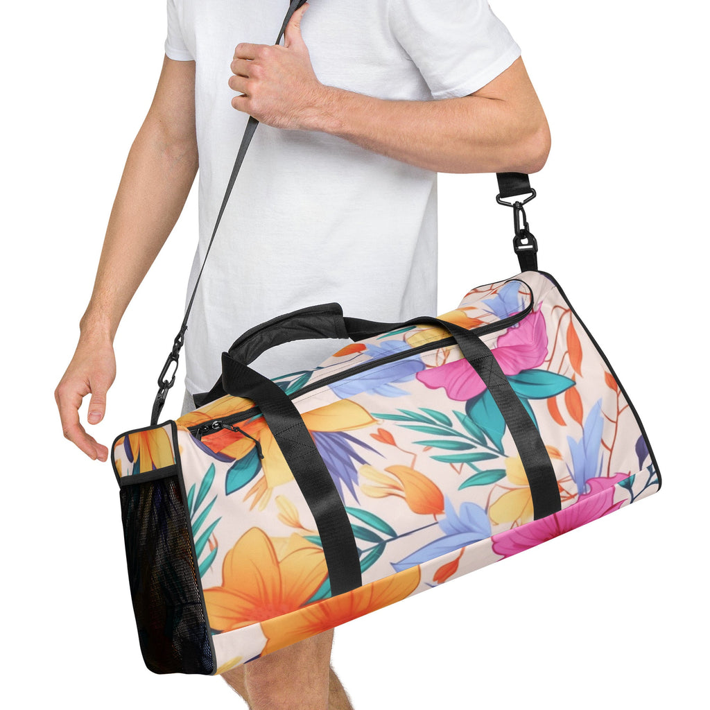 Floral Duffle Bag, Flower Lover Gym Bag, Botanical Travel Bag, Flower Enthusiast Bag, Blossom Duffle, Lovely Bloom Carryall, Spring Inspired Luggage
