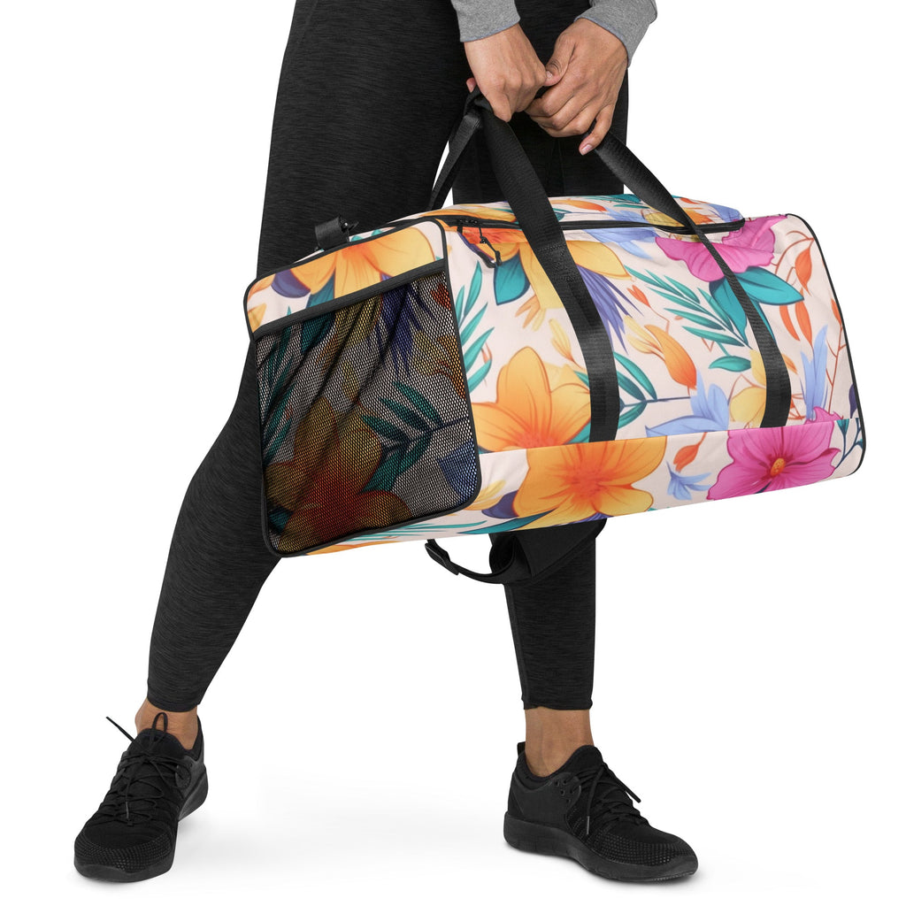 Floral Duffle Bag, Flower Lover Gym Bag, Botanical Travel Bag, Flower Enthusiast Bag, Blossom Duffle, Lovely Bloom Carryall, Spring Inspired Luggage