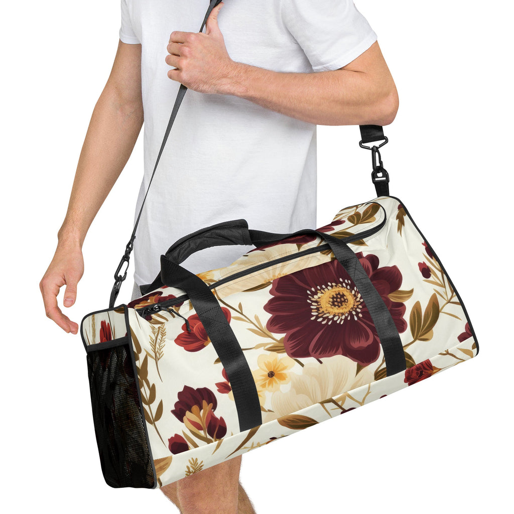 Floral Duffle Bag, Flower Lover Gym Bag, Botanical Travel Bag, Flower Enthusiast Bag, Blossom Duffle, Lovely Bloom Carryall, Spring Inspired Luggage