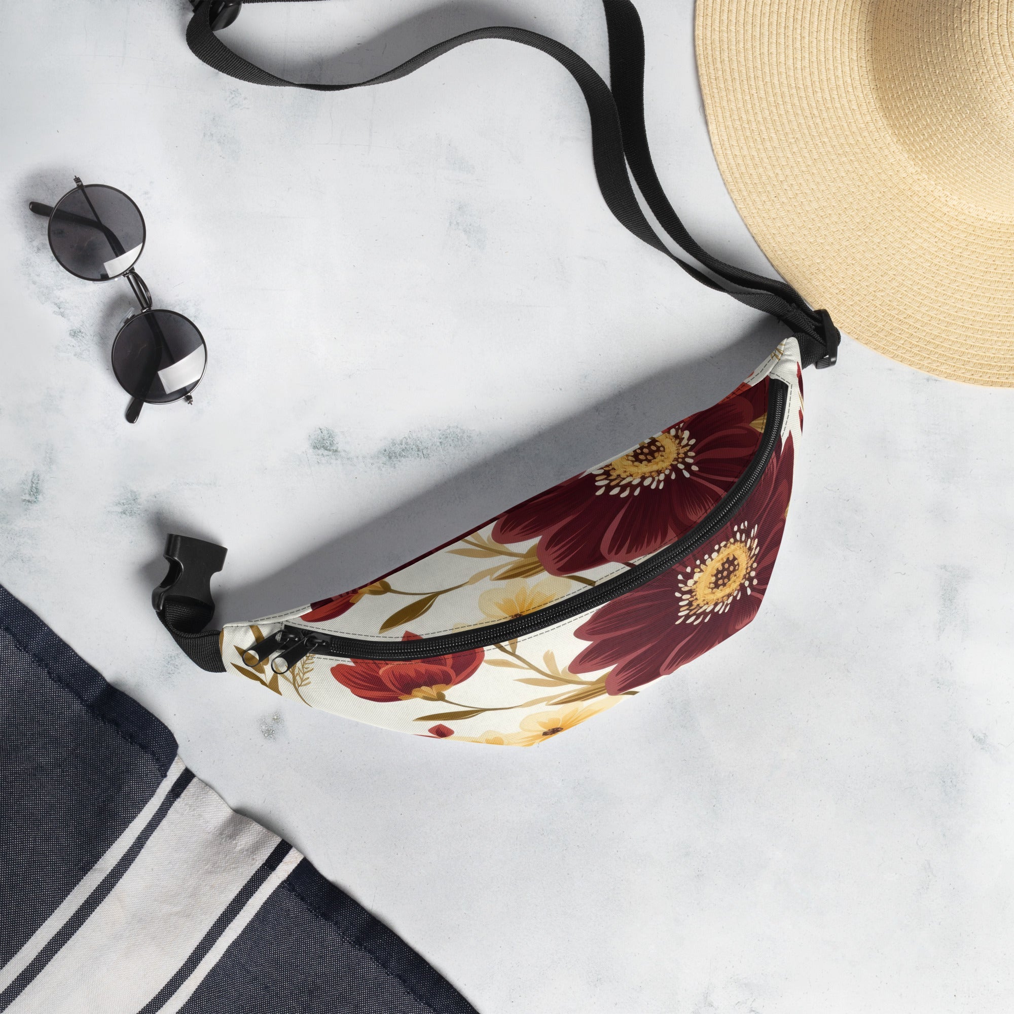 Floral Fanny Pack, Flower Lover Waist Bag, Botanical Hip Pouch, Flower Enthusiast Waist Pack, Blossom Hip Sack, Lovely Bloom Belt Bag, Spring Inspired