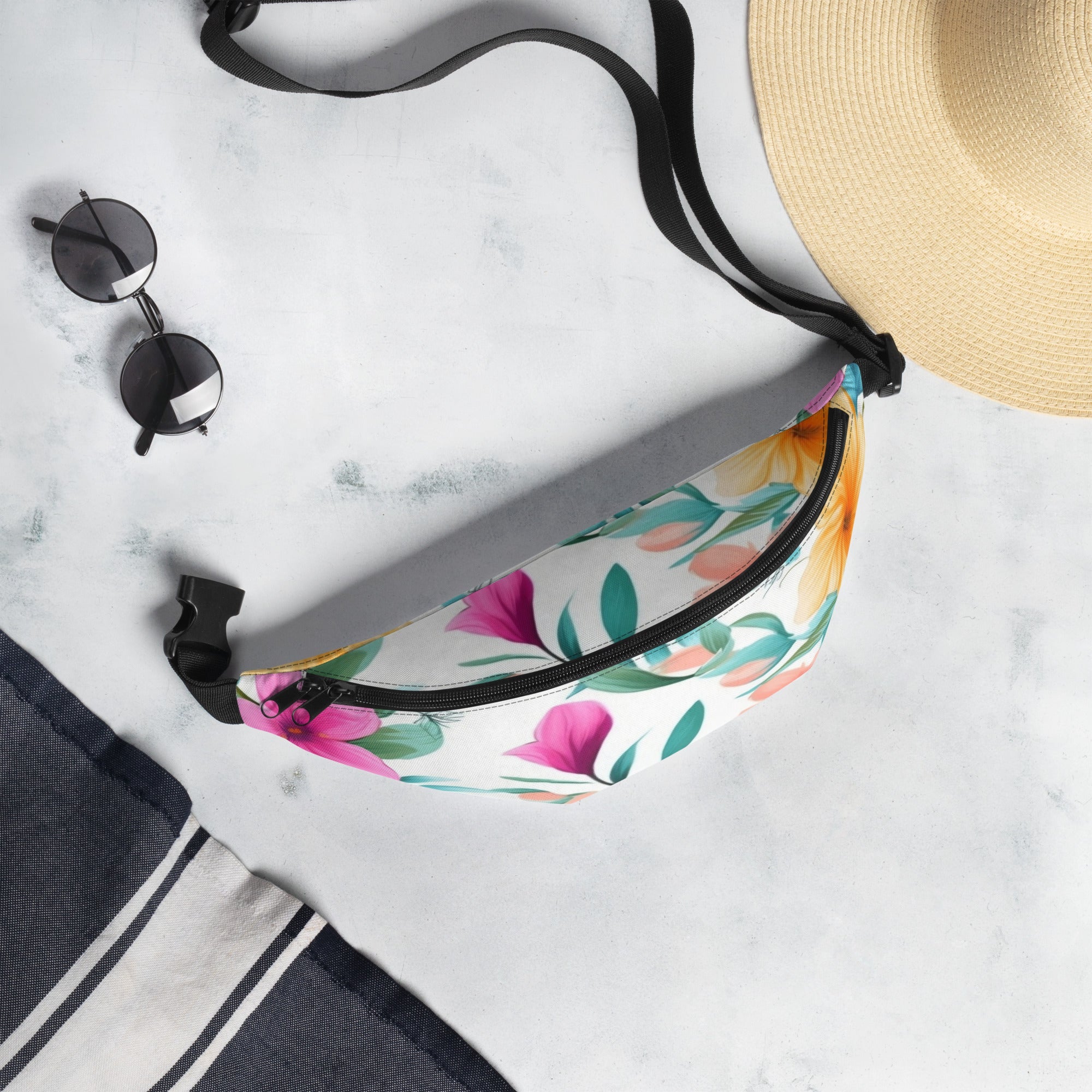 Floral Fanny Pack, Flower Lover Waist Bag, Botanical Hip Pouch, Flower Enthusiast Waist Pack, Blossom Hip Sack, Lovely Bloom Belt Bag, Spring Inspired
