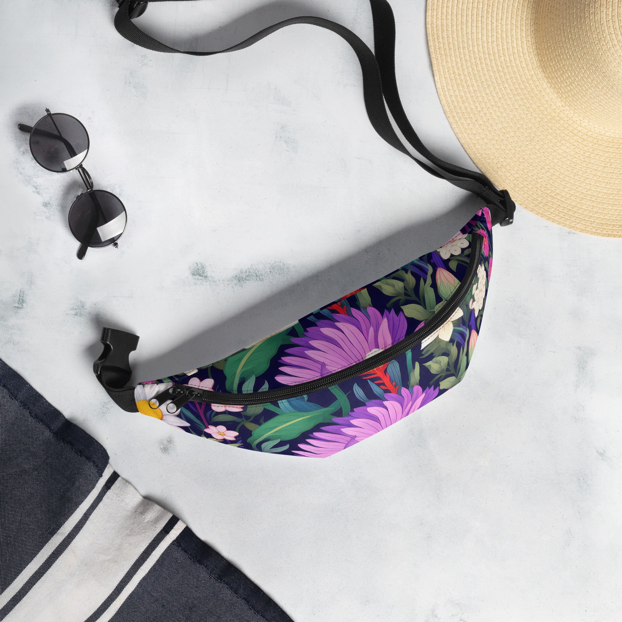 Floral Fanny Pack, Flower Lover Waist Bag, Botanical Hip Pouch, Flower Enthusiast Waist Pack, Blossom Hip Sack, Lovely Bloom Belt Bag, Spring Inspired