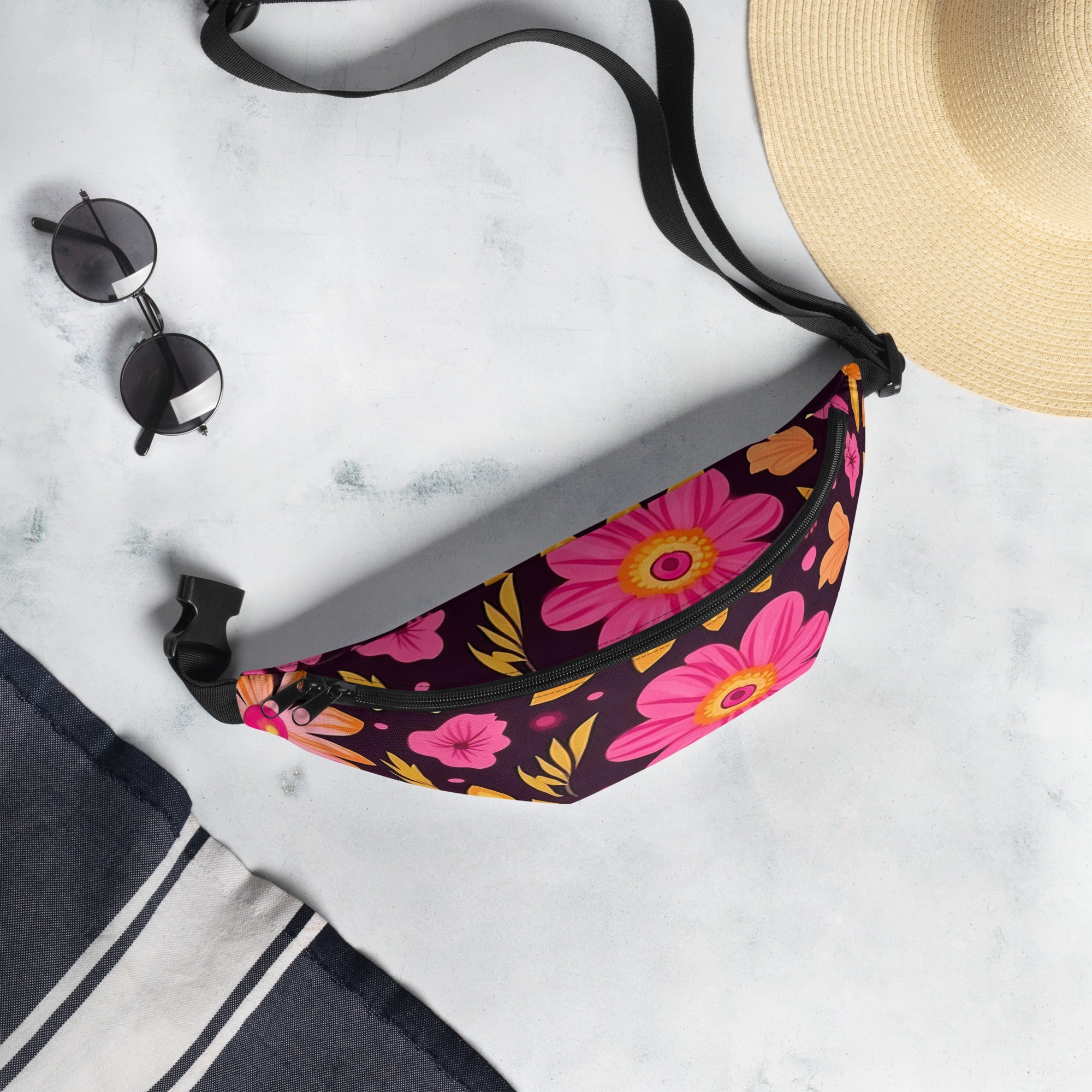 Floral Fanny Pack, Flower Lover Waist Bag, Botanical Hip Pouch, Flower Enthusiast Waist Pack, Blossom Hip Sack, Lovely Bloom Belt Bag, Spring Inspired