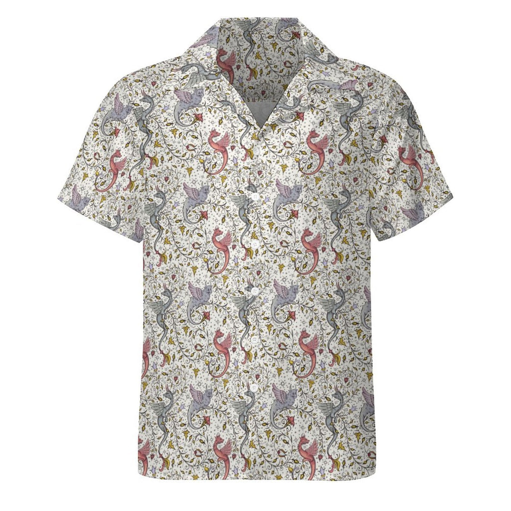 Cool Dad Collection: Men’s Multicolor Phoenix Short Sleeve Button Down Shirt with Cuban Collar