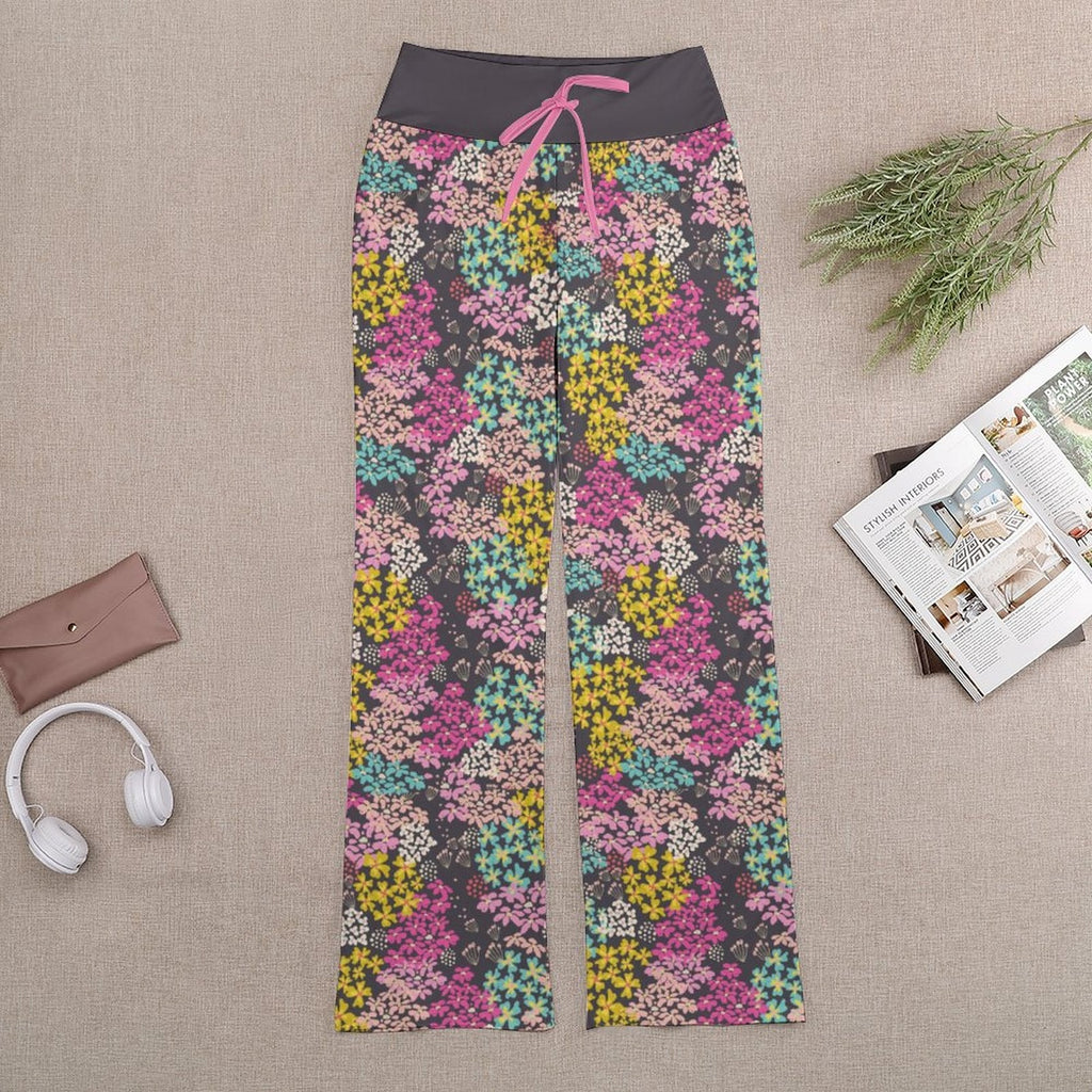 Summer Vibes Drawstring Yoga Pants with Straight Baggy
